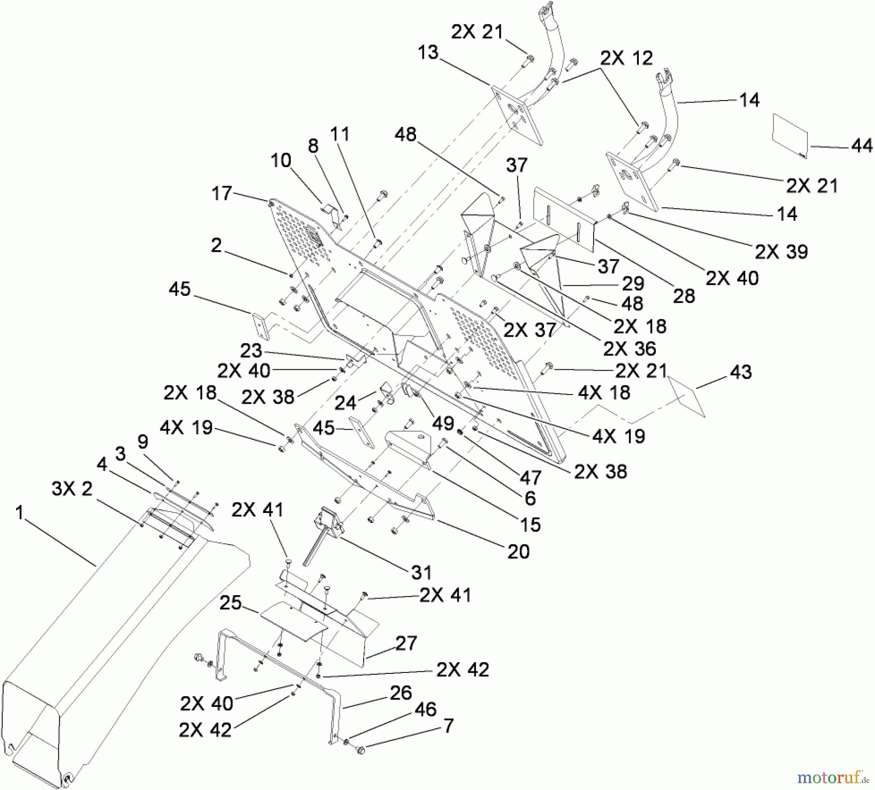  Toro Neu Mowers, Lawn & Garden Tractor Seite 1 74592 (DH 220) - Toro DH 220 Lawn Tractor, 2008 (280000001-280000528) TUNNEL ASSEMBLY