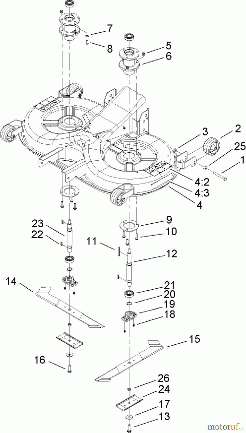  Toro Neu Mowers, Lawn & Garden Tractor Seite 1 74593 (DH 220) - Toro DH 220 Lawn Tractor, 2009 (290000001-290999999) DECK HOUSING ASSEMBLY