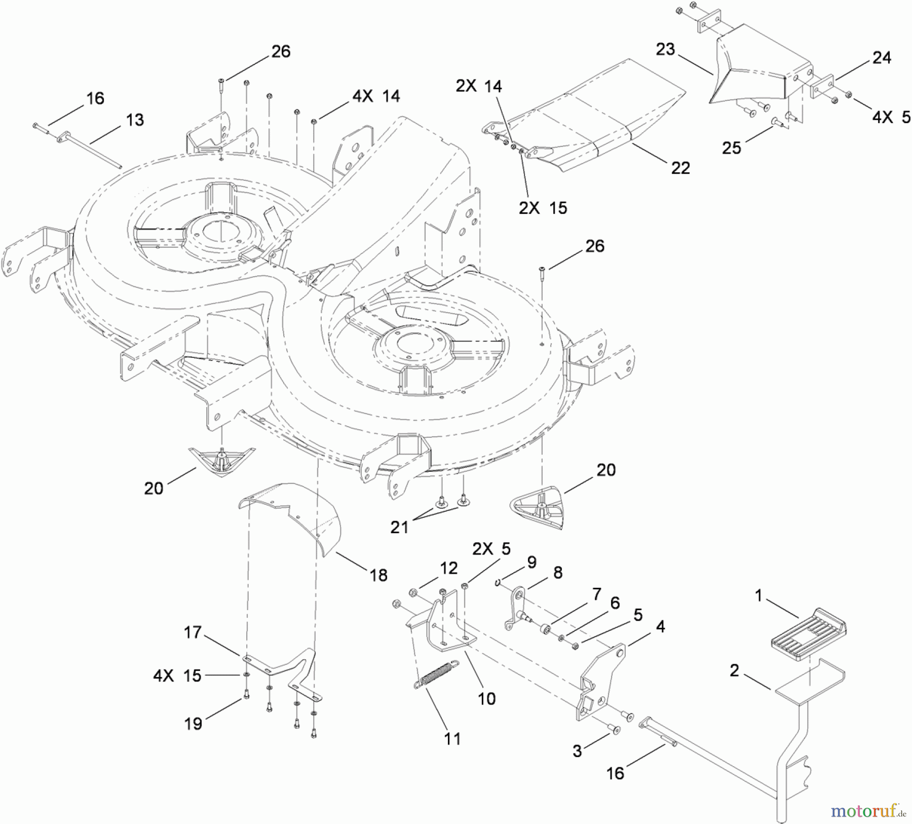  Toro Neu Mowers, Lawn & Garden Tractor Seite 1 74593 (DH 220) - Toro DH 220 Lawn Tractor, 2010 (310000001-310999999) CUTTING PAN AND BAG ON DEMAND ASSEMBLY