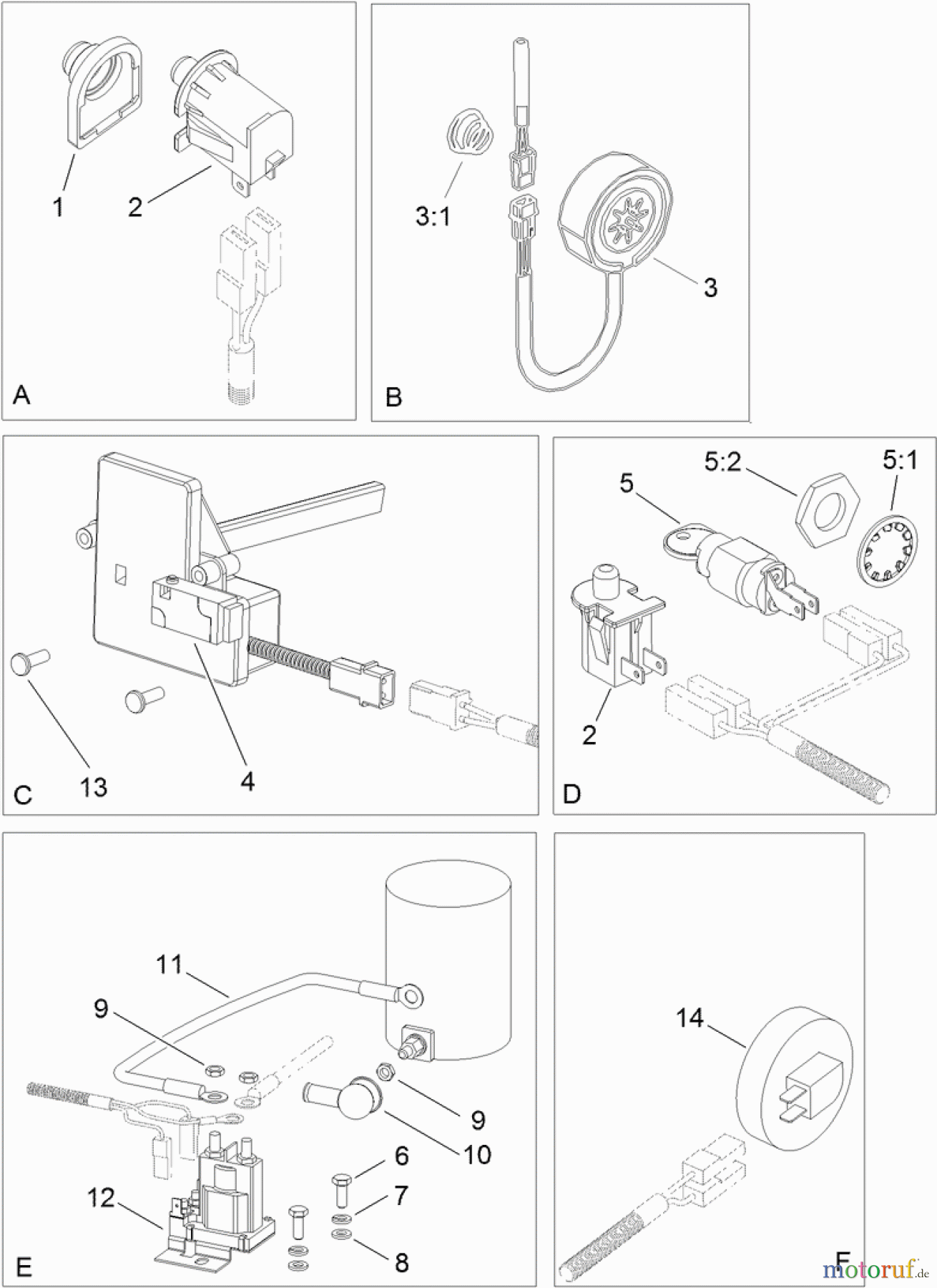  Toro Neu Mowers, Lawn & Garden Tractor Seite 1 74593 (DH 220) - Toro DH 220 Lawn Tractor, 2011 (311000001-311000400) ELECTRICAL SWITCH ASSEMBLY NO. 1