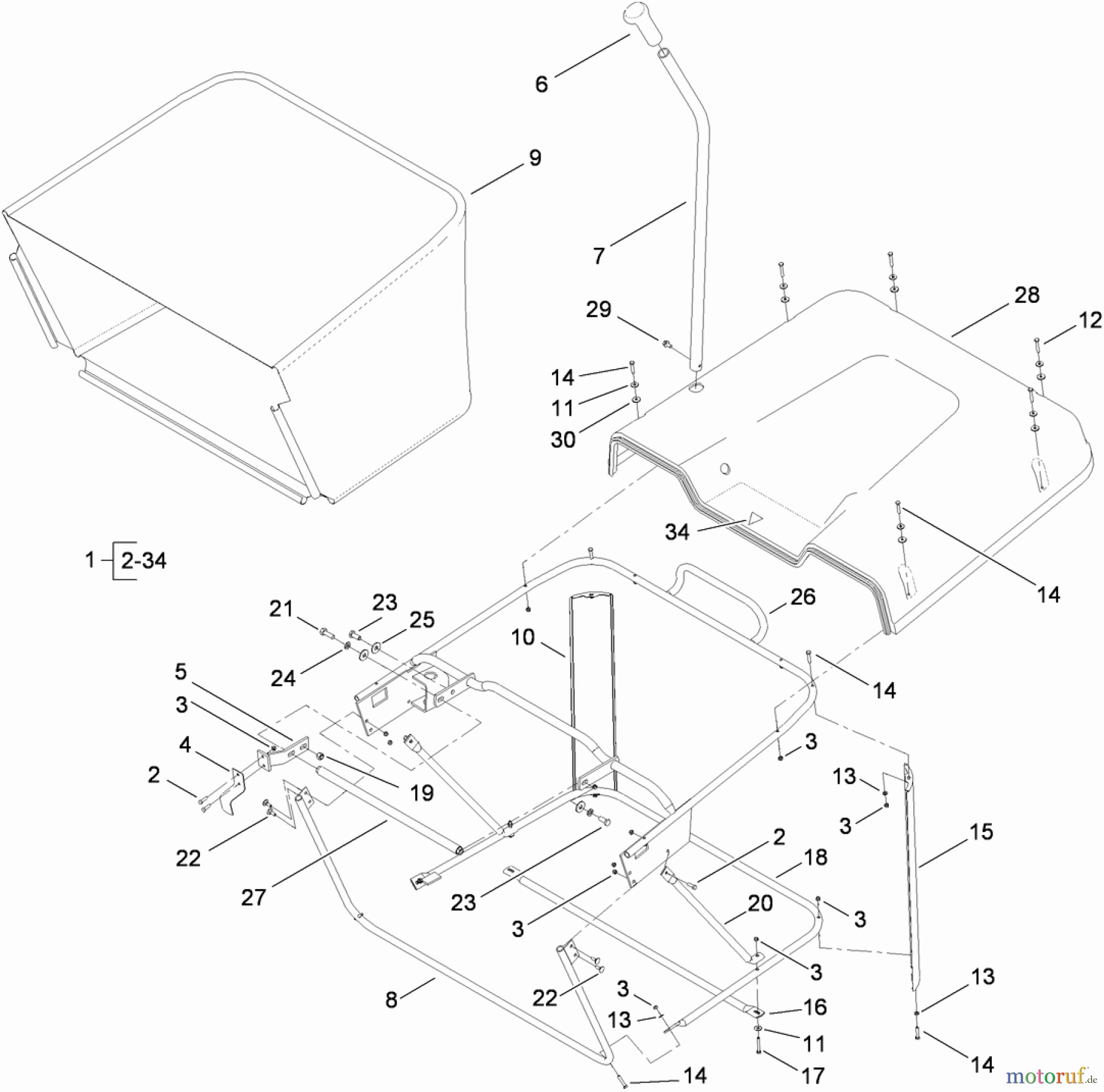  Toro Neu Mowers, Lawn & Garden Tractor Seite 1 74593 (DH 220) - Toro DH 220 Lawn Tractor, 2011 (311000001-311000400) GRASS COLLECTOR ASSEMBLY