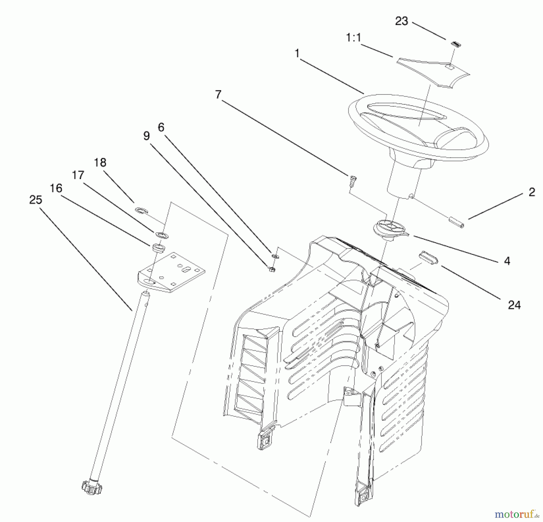  Toro Neu Mowers, Lawn & Garden Tractor Seite 1 77102 (16-38G) - Toro 16-38G Lawn Tractor, 2000 (200000001-200999999) FIXED STEERING ASSEMBLY