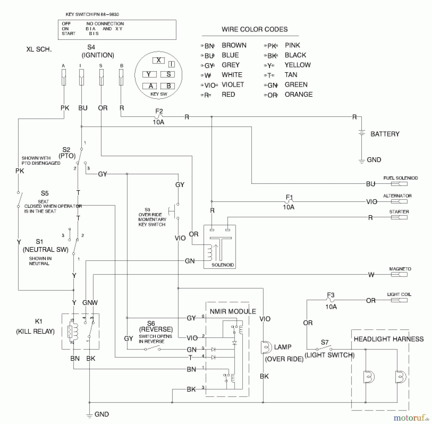  Toro Neu Mowers, Lawn & Garden Tractor Seite 1 77106 (17-44H) - Toro 17-44H Lawn Tractor, 2000 (200000001-200999999) ELECTRICAL SCHEMATIC