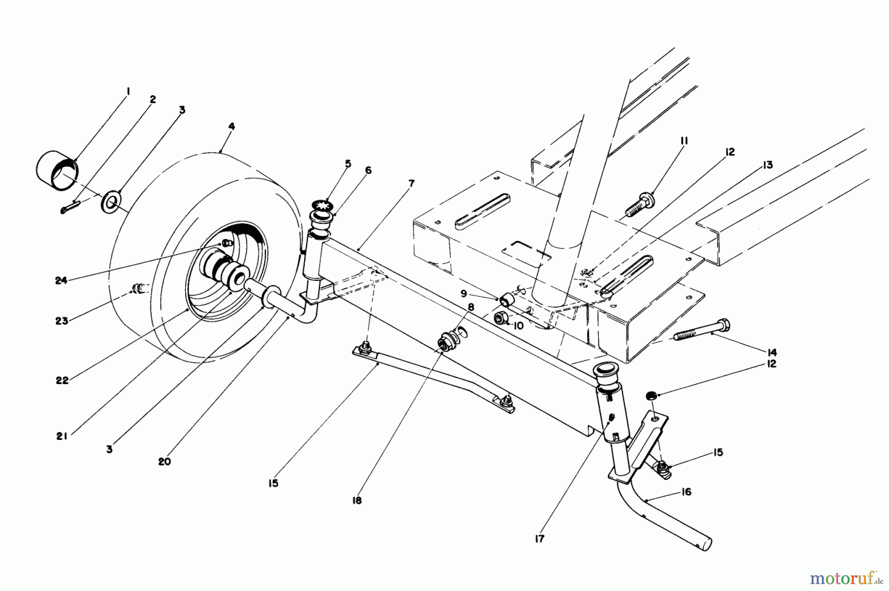  Toro Neu Mowers, Rear-Engine Rider 56125 (7-25) - Toro 7-25 Rear Engine Rider, 1987 (7000001-7999999) FRONT AXLE ASSEMBLY