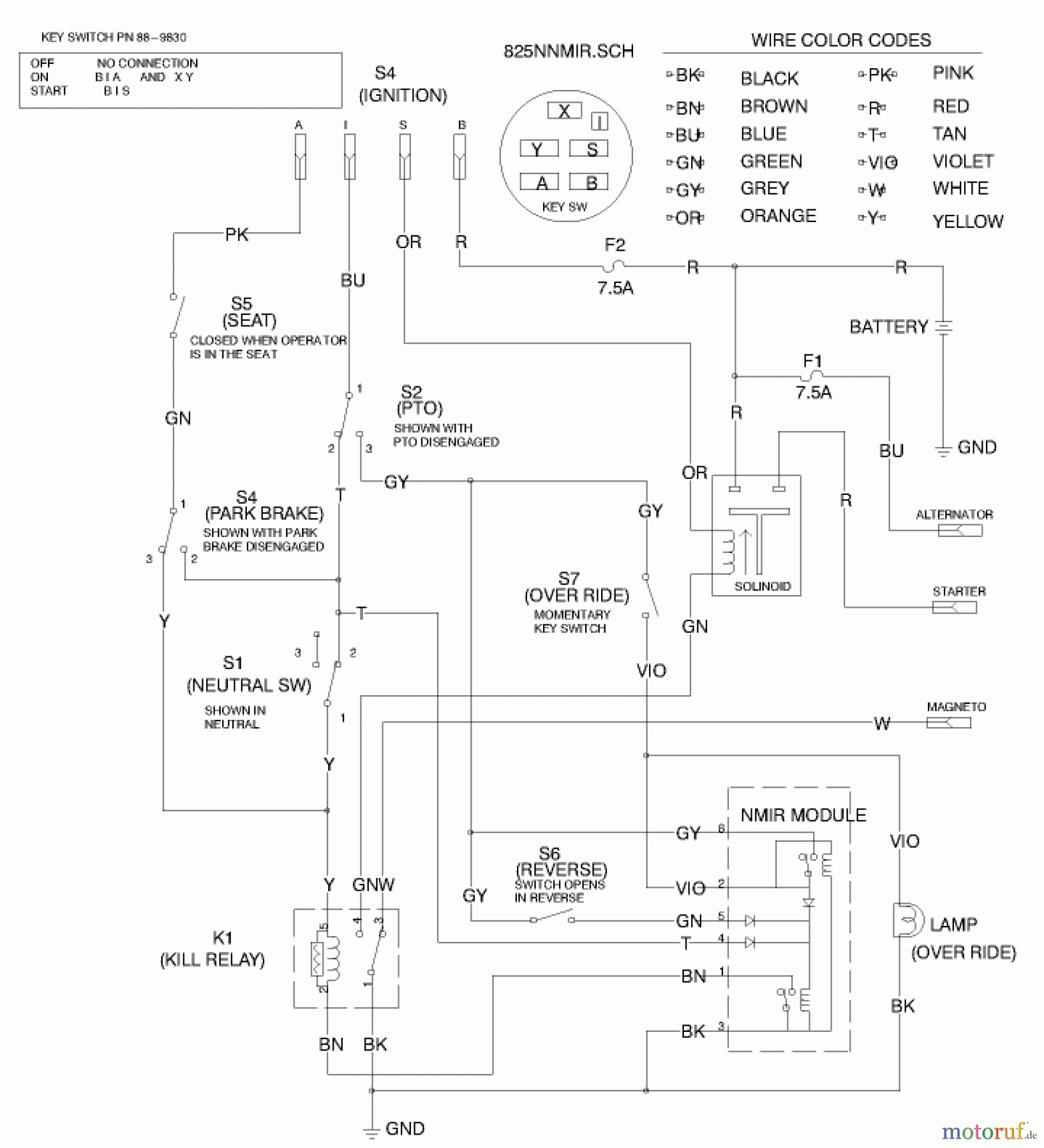  Toro Neu Mowers, Rear-Engine Rider 70122 (8-25) - Toro 8-25 Rear Engine Rider, 2001 (210000001-210999999) ELECTRICAL SCHEMATIC