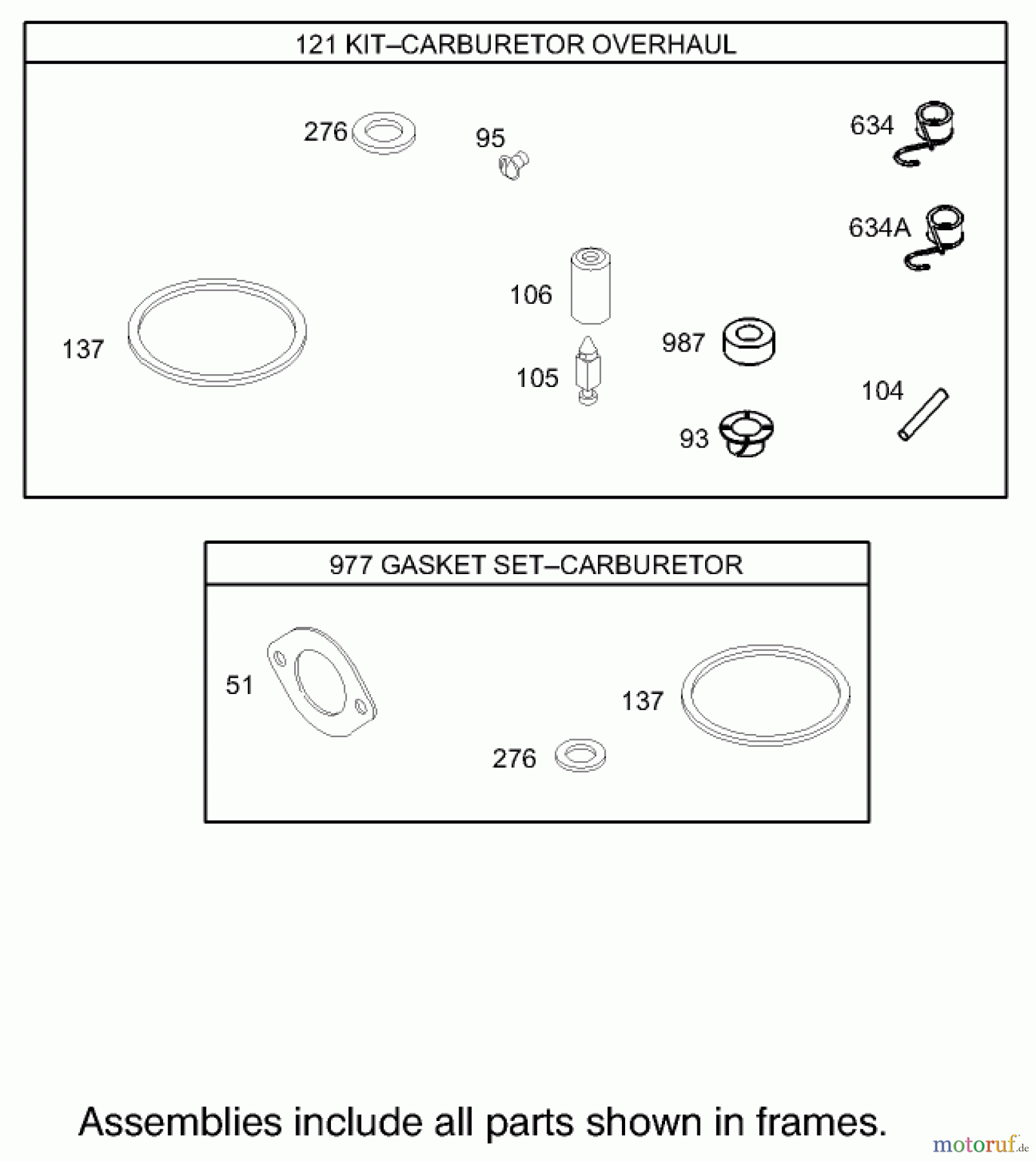  Toro Neu Mowers, Rear-Engine Rider 70186 (H132) - Toro H132 Rear-Engine Riding Mower, 2007 (260732867-270805635) CARBURETOR OVERHAUL KIT ASSEMBLY BRIGGS AND STRATTON 31G777-0121-E1