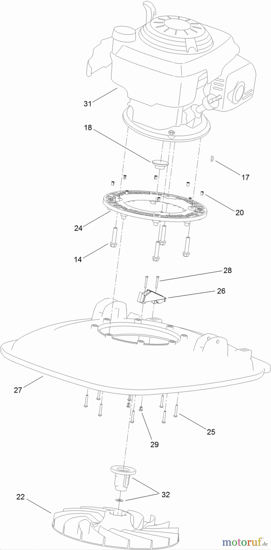  Toro Neu Mowers, Walk-Behind Seite 1 02602 - Toro HoverPro 450 Mower, 2012 (SN 312000001-312999999) ENGINE AND DECK ASSEMBLY