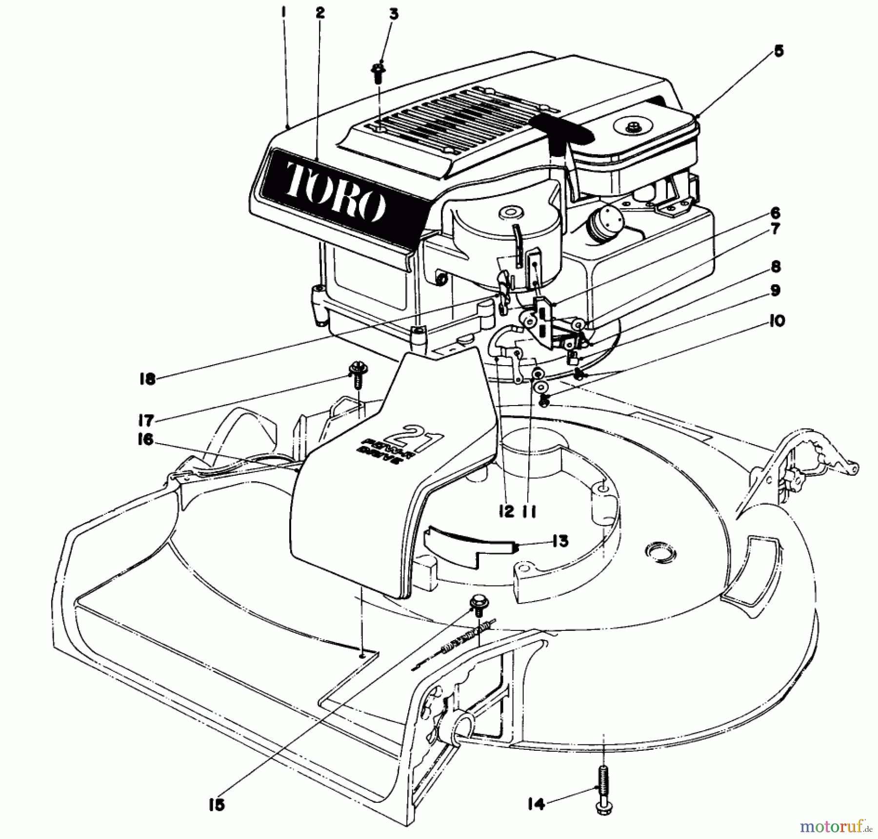  Toro Neu Mowers, Walk-Behind Seite 1 16009 - Toro Whirlwind II Lawnmower, 1979 (9000001-9999999) ENGINE ASSEMBLY MODEL 16277