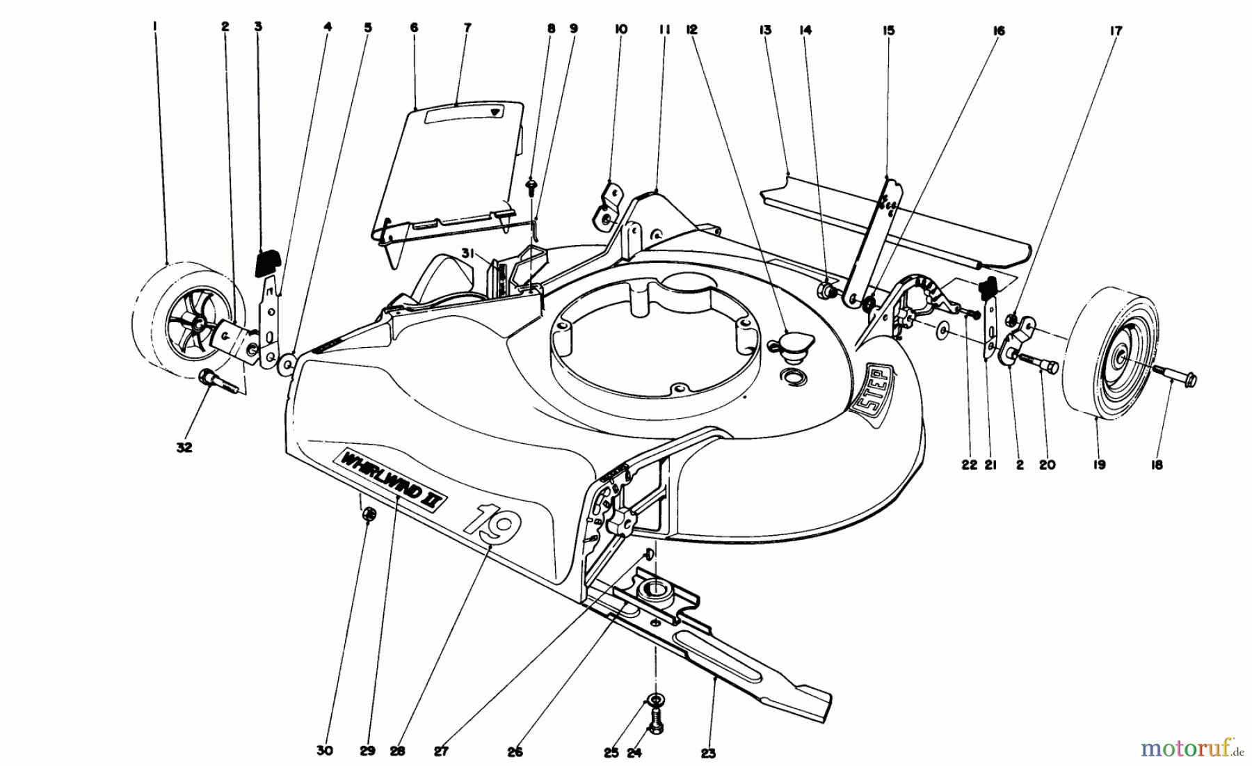  Toro Neu Mowers, Walk-Behind Seite 1 16035 - Toro Whirlwind II Lawnmower, 1977 (7000001-7999999) HOUSING ASSEMBLY MODEL 16035 & 16106