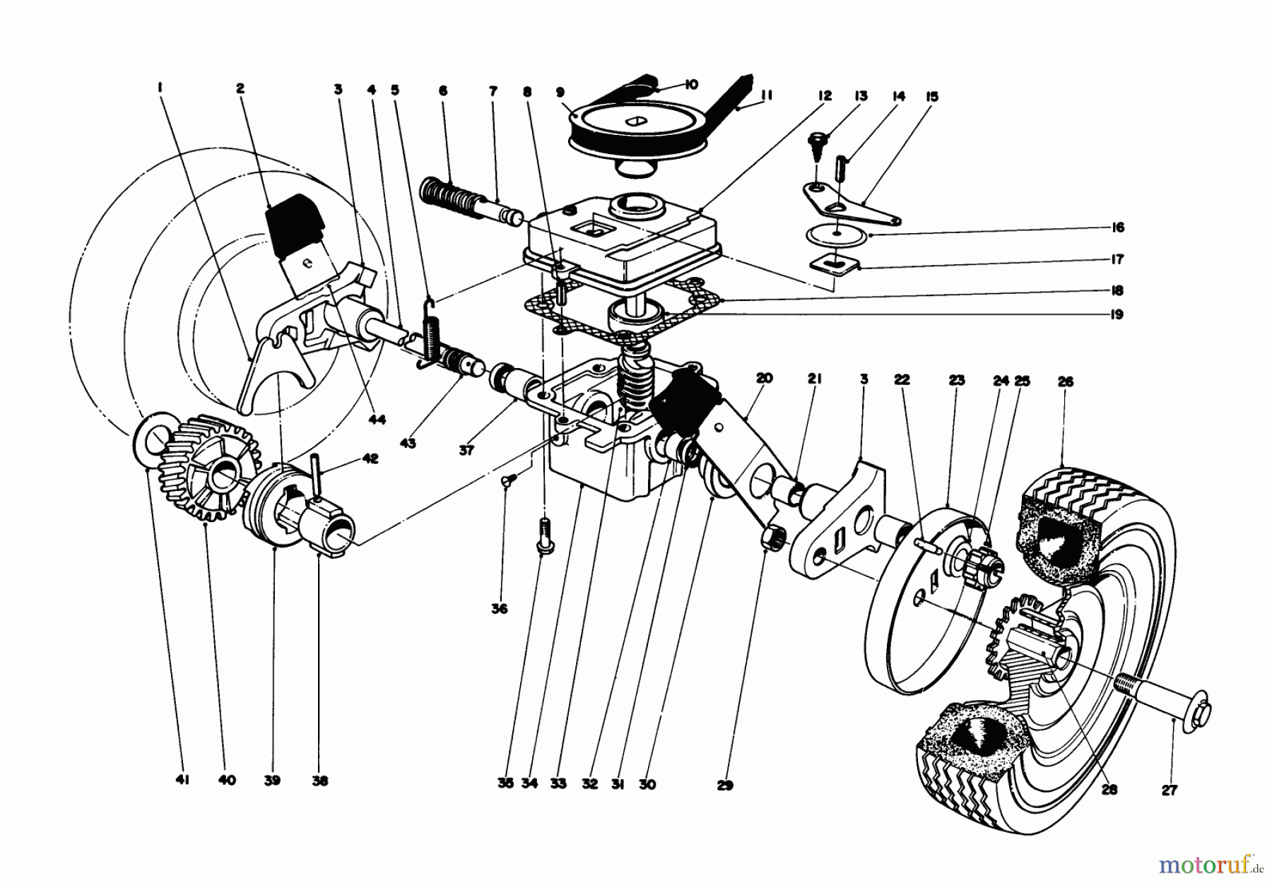  Toro Neu Mowers, Walk-Behind Seite 1 16155 - Toro Whirlwind II Lawnmower, 1978 (8000001-8999999) GEAR BOX ASSEMBLY MODEL 16287