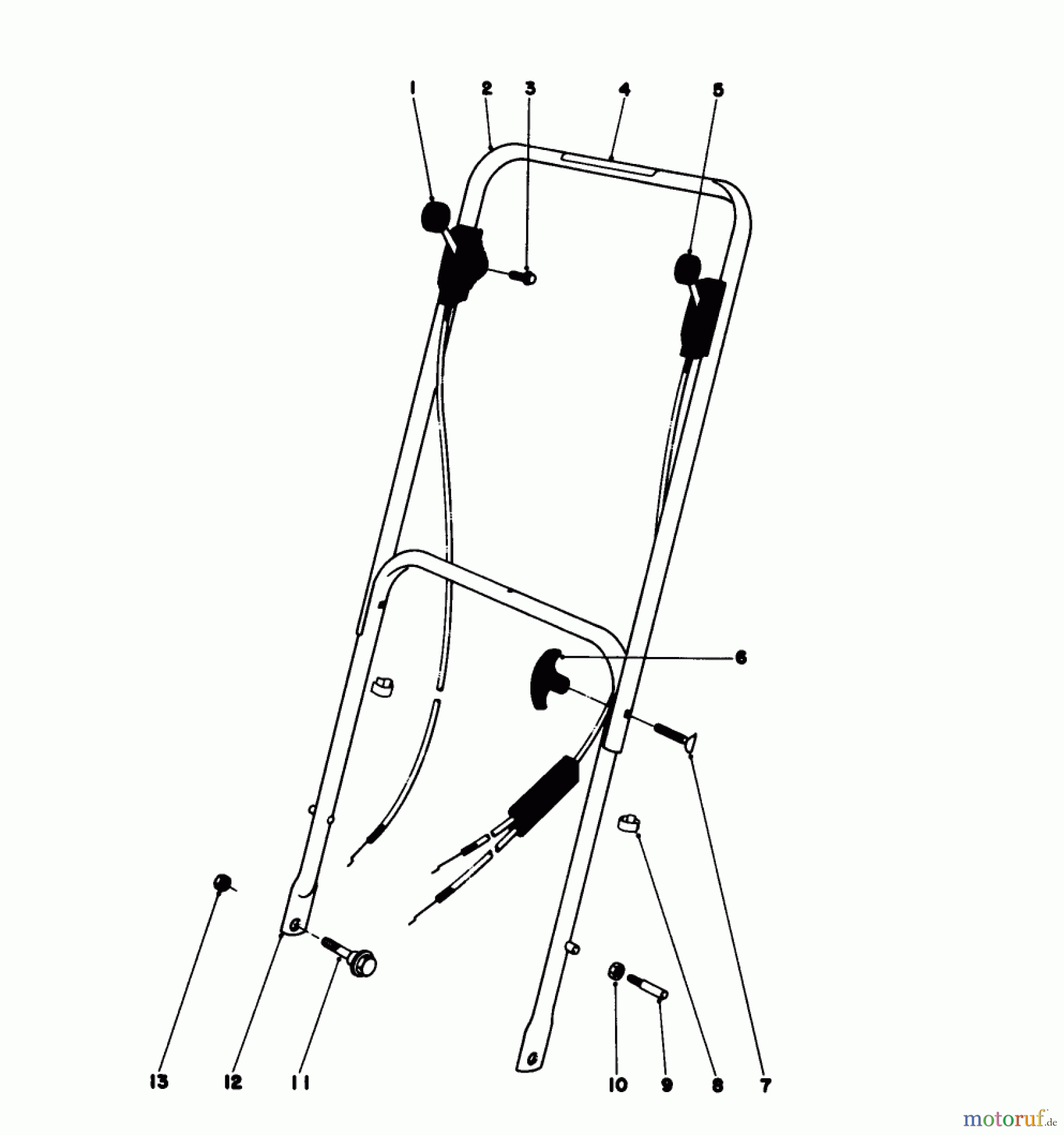  Toro Neu Mowers, Walk-Behind Seite 1 16155 - Toro Whirlwind II Lawnmower, 1978 (8000001-8999999) HANDLE ASSEMBLY MODELS 16067, 16155, 16287