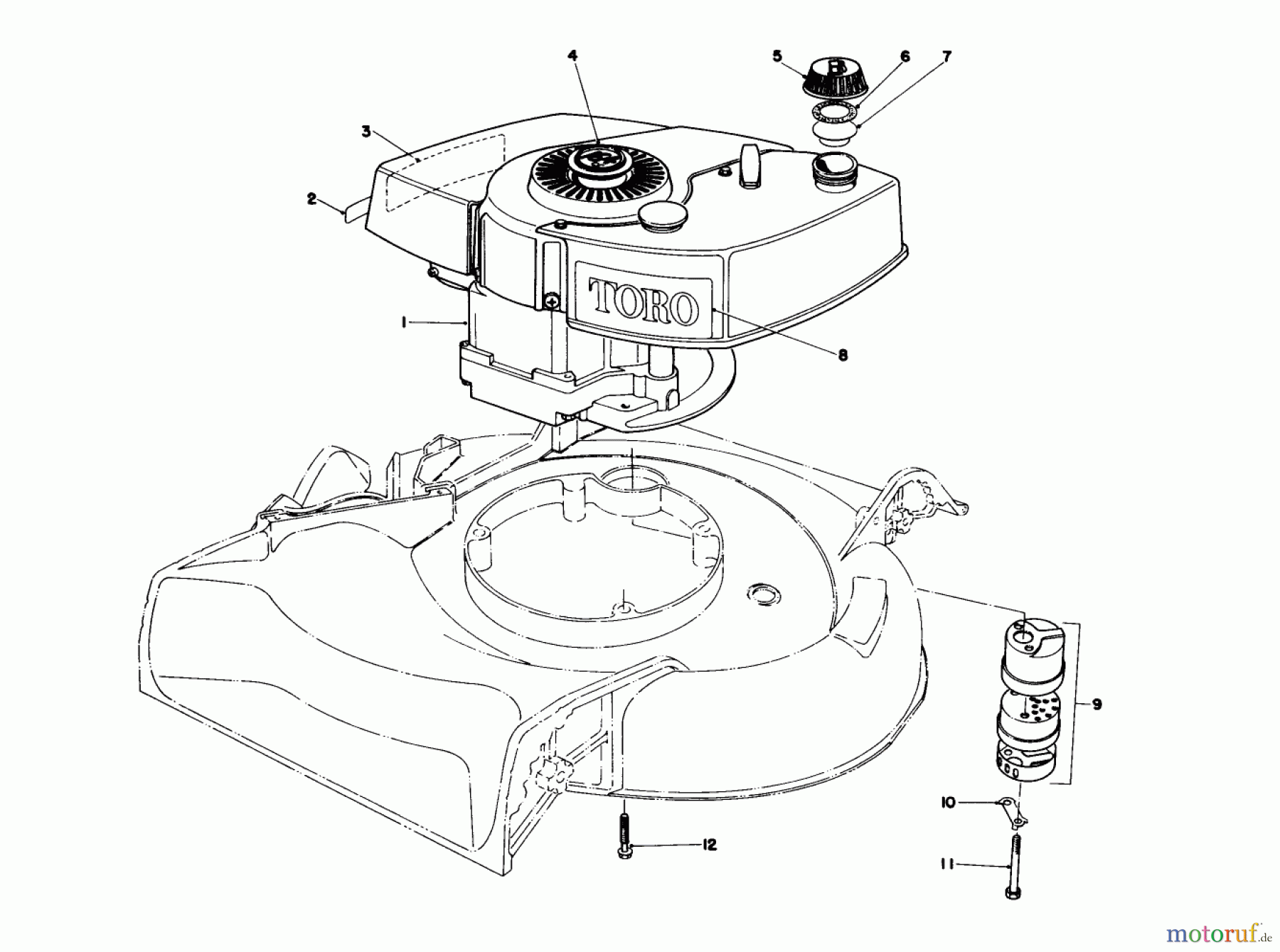  Toro Neu Mowers, Walk-Behind Seite 1 16297 - Toro Lawnmower, 1981 (1000001-1999999) ENGINE ASSEMBLY MODEL 16077 AND 16165