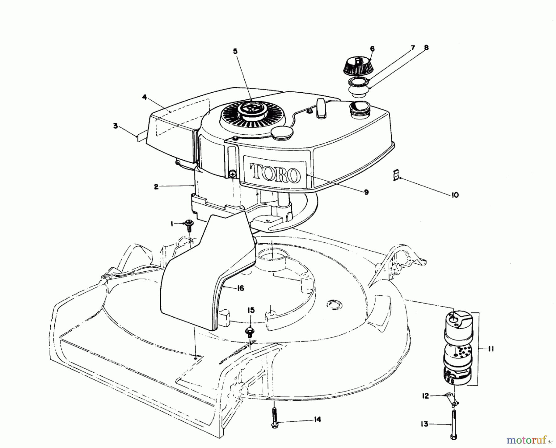  Toro Neu Mowers, Walk-Behind Seite 1 16297 - Toro Lawnmower, 1982 (2000001-2999999) ENGINE ASSEMBLY MODEL 16297