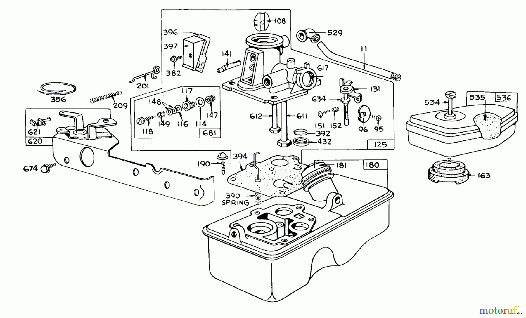  Toro Neu Mowers, Walk-Behind Seite 1 16172 - Toro Lawnmower, 1972 (2000001-2999999) CARBURETOR ASSEMBLY MODEL 390065