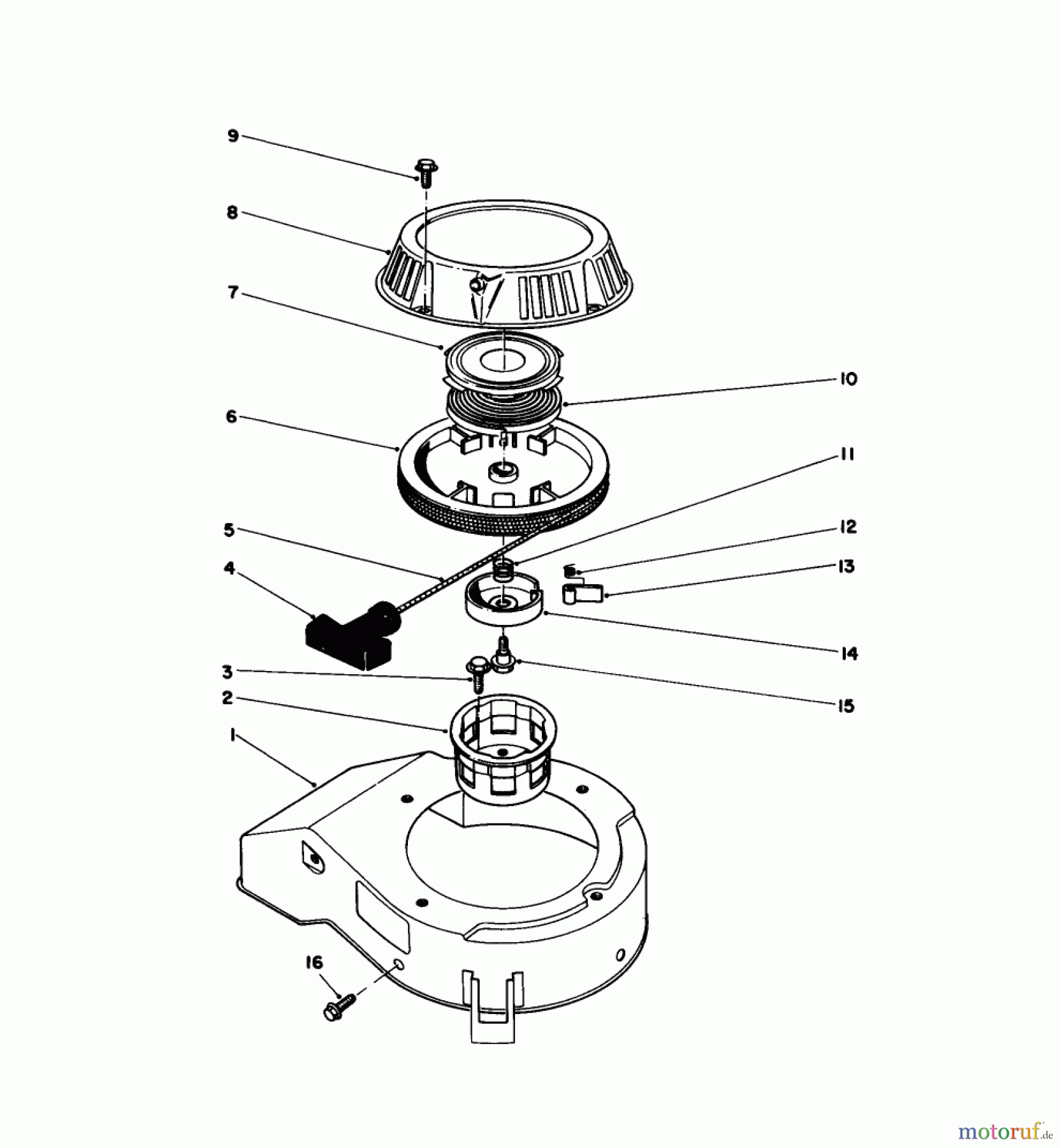  Toro Neu Mowers, Walk-Behind Seite 1 16202C - Toro Lawnmower, 1985 (5000001-5999999) RECOIL ASSEMBLY