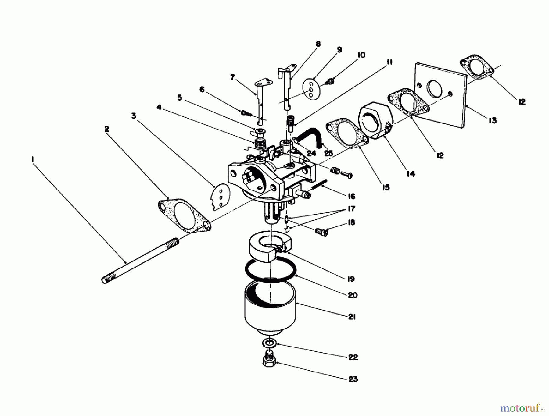  Toro Neu Mowers, Walk-Behind Seite 1 16202C - Toro Lawnmower, 1988 (8000001-8999999) CARBURETOR ASSEMBLY (MODEL NO. 47PH7)