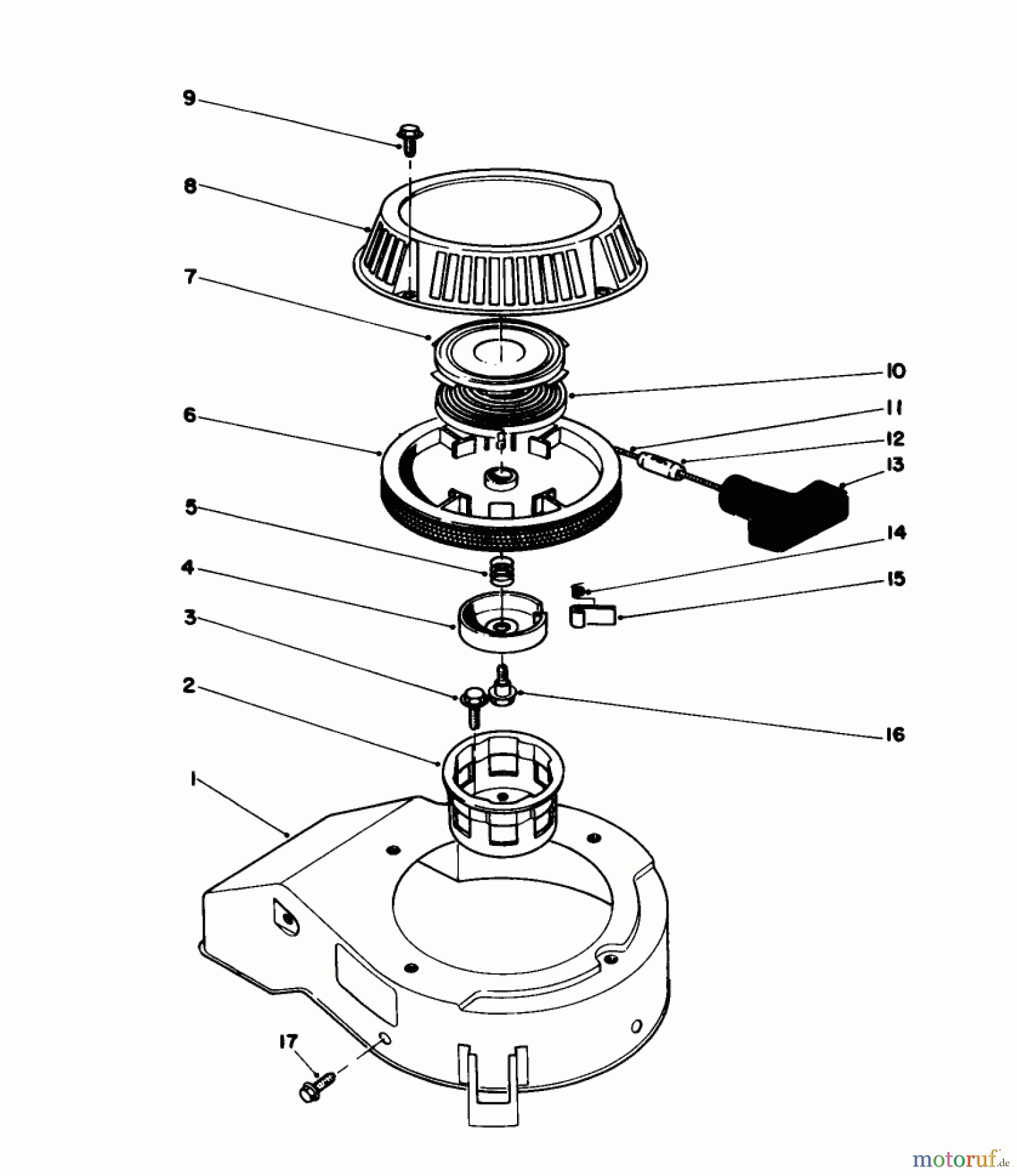  Toro Neu Mowers, Walk-Behind Seite 1 16202C - Toro Lawnmower, 1988 (8000001-8999999) RECOIL ASSEMBLY (MODEL NO. 47PH7)