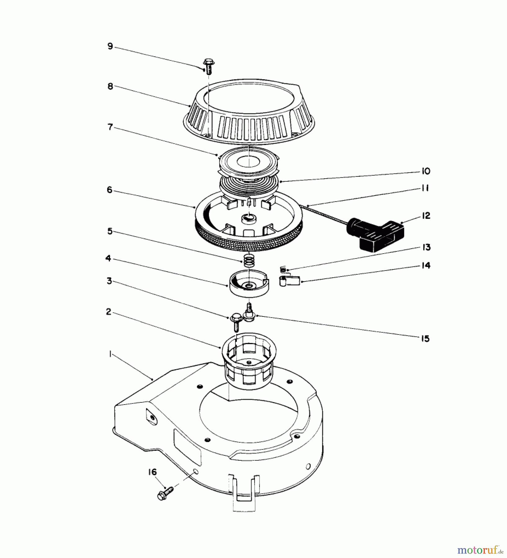  Toro Neu Mowers, Walk-Behind Seite 1 16212 - Toro Lawnmower, 1985 (5000001-5999999) RECOIL ASSEMBLY