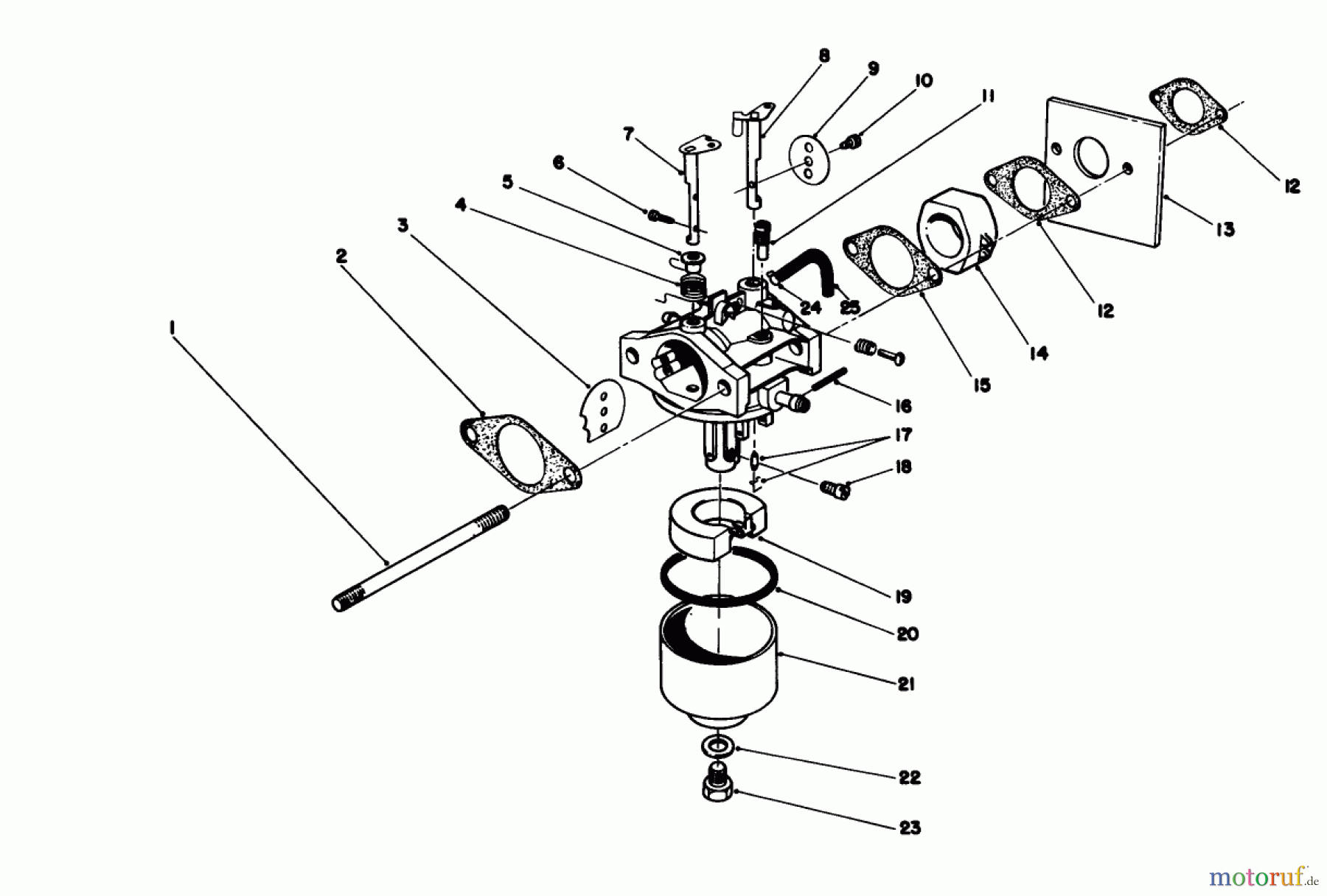  Toro Neu Mowers, Walk-Behind Seite 1 16212C - Toro Lawnmower, 1988 (8000001-8999999) CARBURETOR ASSEMBLY (MODEL NO. 47PH-7)