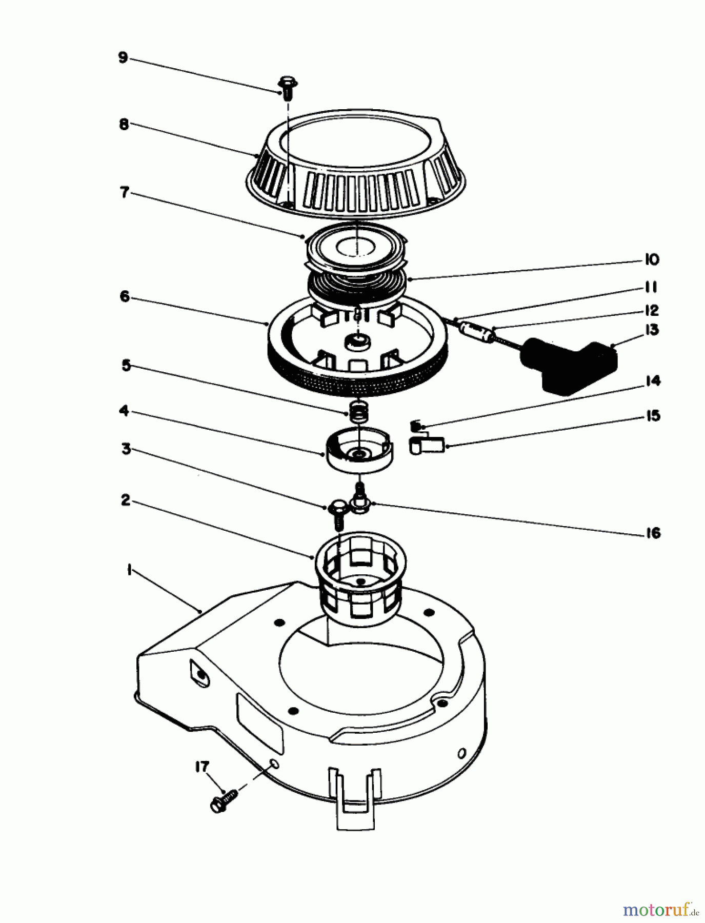  Toro Neu Mowers, Walk-Behind Seite 1 16212C - Toro Lawnmower, 1988 (8000001-8999999) RECOIL ASSEMBLY (MODEL NO. 47PH-7)