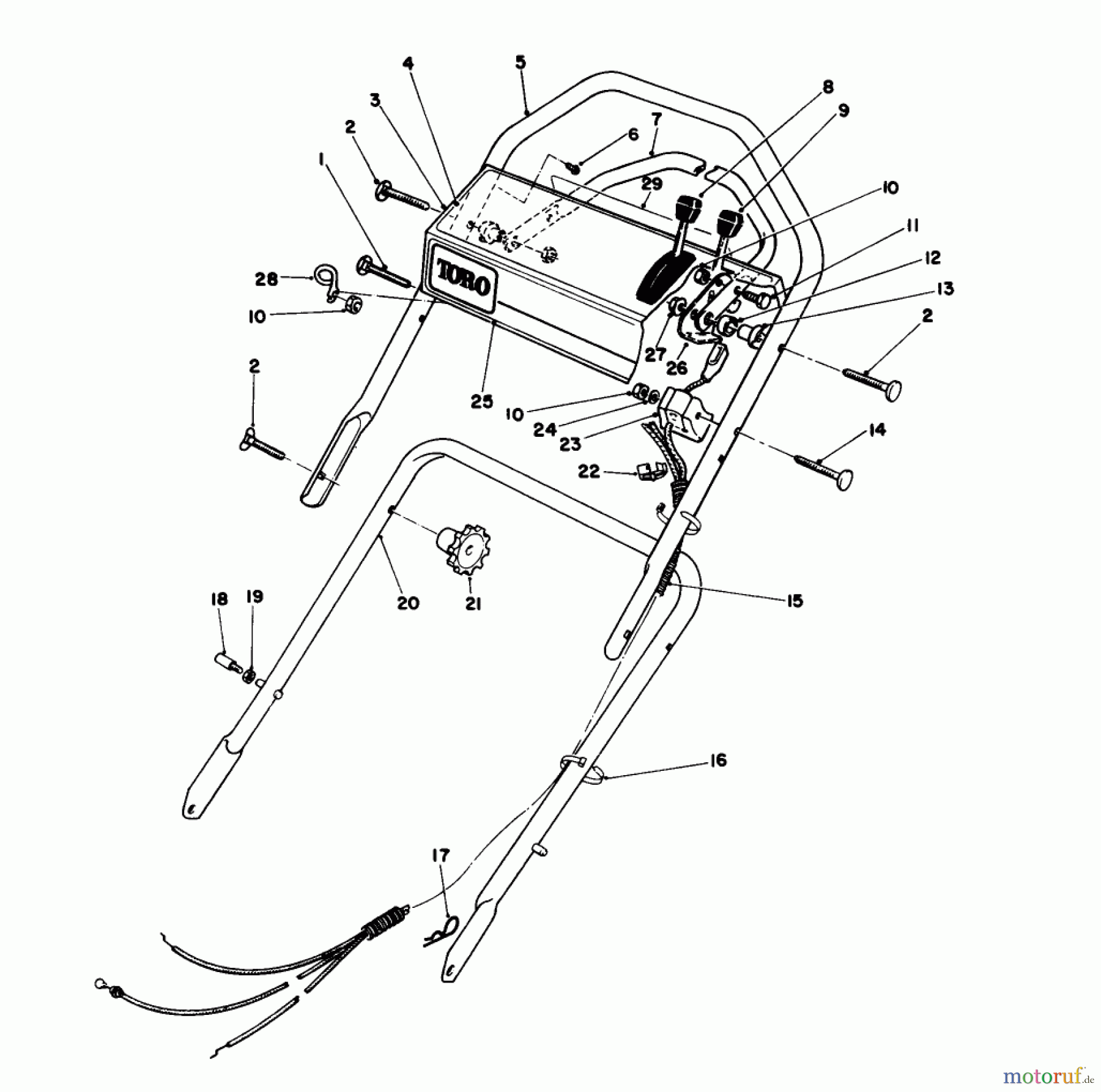  Toro Neu Mowers, Walk-Behind Seite 1 16212C - Toro Lawnmower, 1989 (9000001-9999999) HANDLE ASSEMBLY