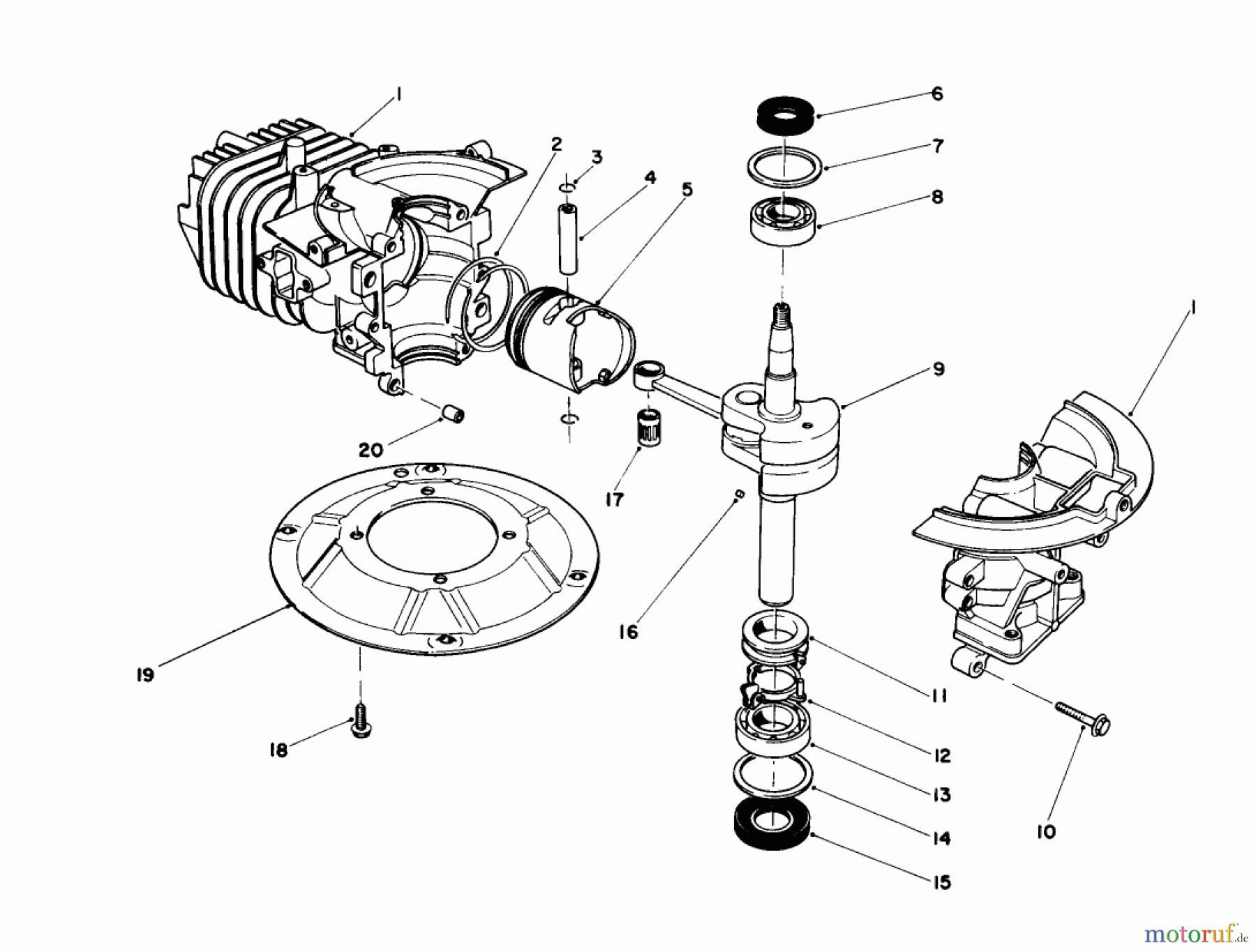  Toro Neu Mowers, Walk-Behind Seite 1 16212WG - Toro Lawnmower, 1990 (0000001-0999999) CRANKSHAFT ASSEMBLY (MODEL NO. 47PK9)