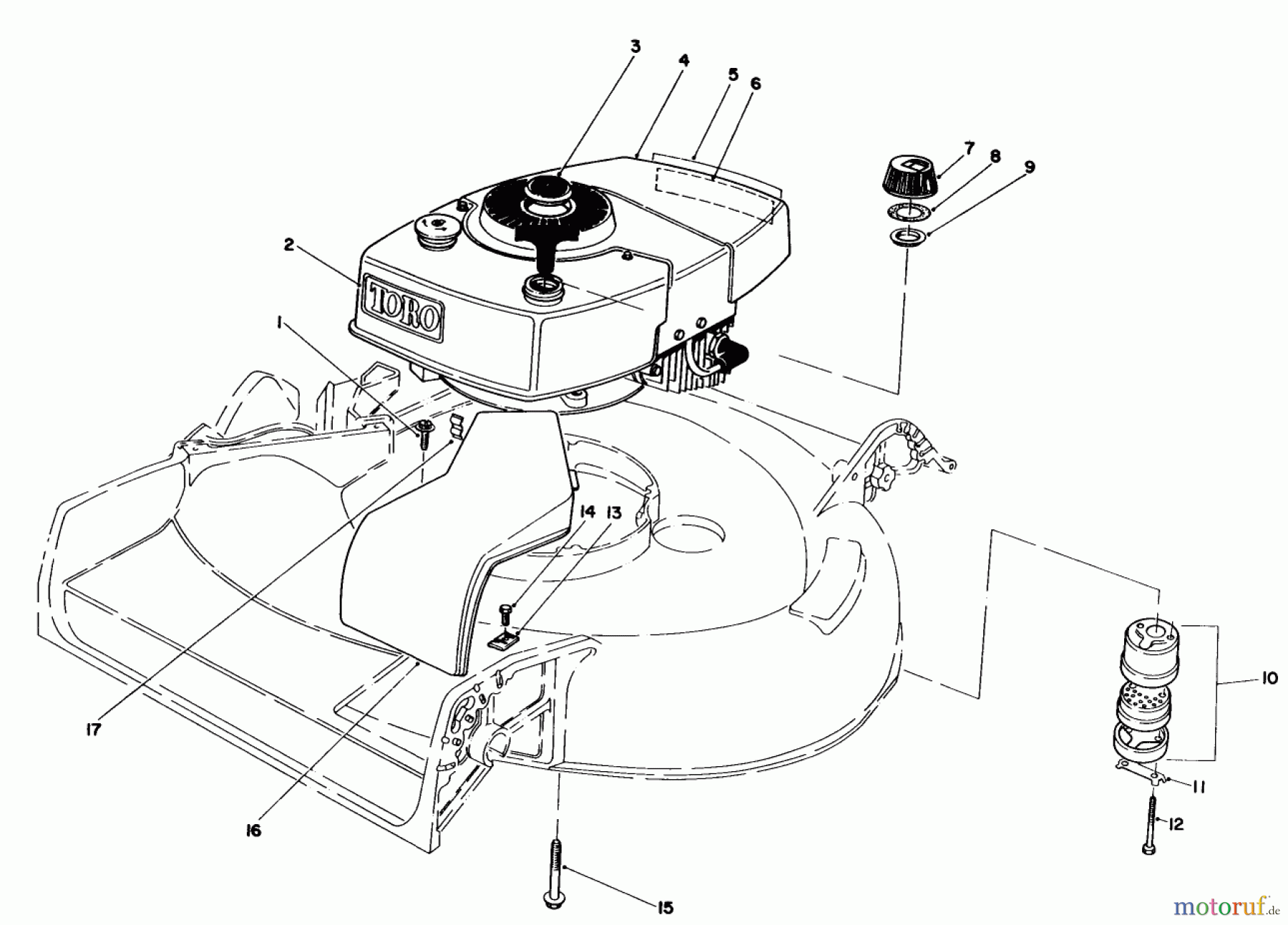  Toro Neu Mowers, Walk-Behind Seite 1 16297 - Toro Lawnmower, 1984 (4000001-4999999) ENGINE ASSEMBLY