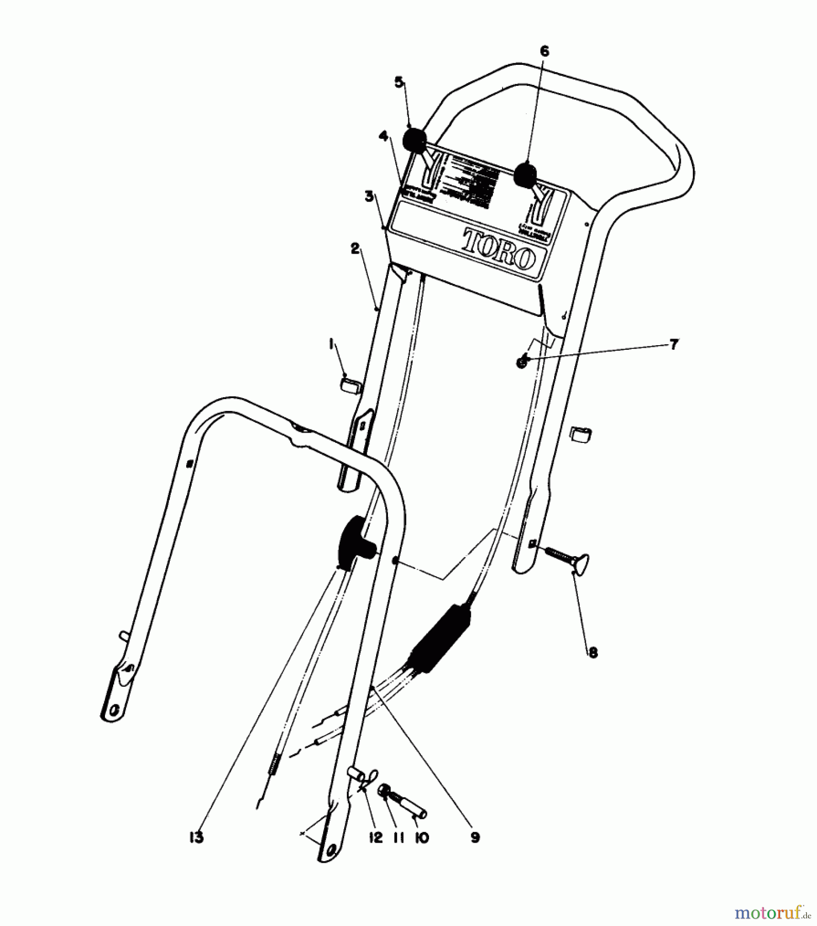  Toro Neu Mowers, Walk-Behind Seite 1 16300 - Toro Lawnmower, 1979 (9000001-9999999) HANDLE ASSEMBLY MODEL 16320