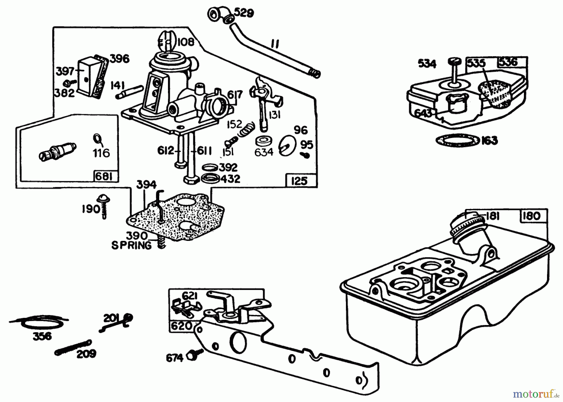  Toro Neu Mowers, Walk-Behind Seite 1 16330 - Toro Lawnmower, 1983 (3000001-3999999) BRIGGS & STRATTON CARBURETOR ASSEMBLY MODEL 92908-5205-01