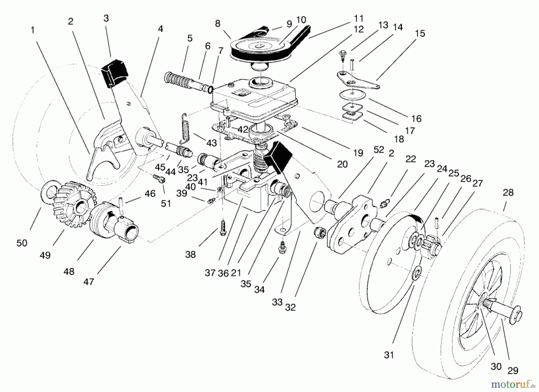  Toro Neu Mowers, Walk-Behind Seite 1 16401 (SD-21S) - Toro Side Discharge Mower, SD-21S, 1998 (890000001-899999999) GEAR CASE ASSEMBLY