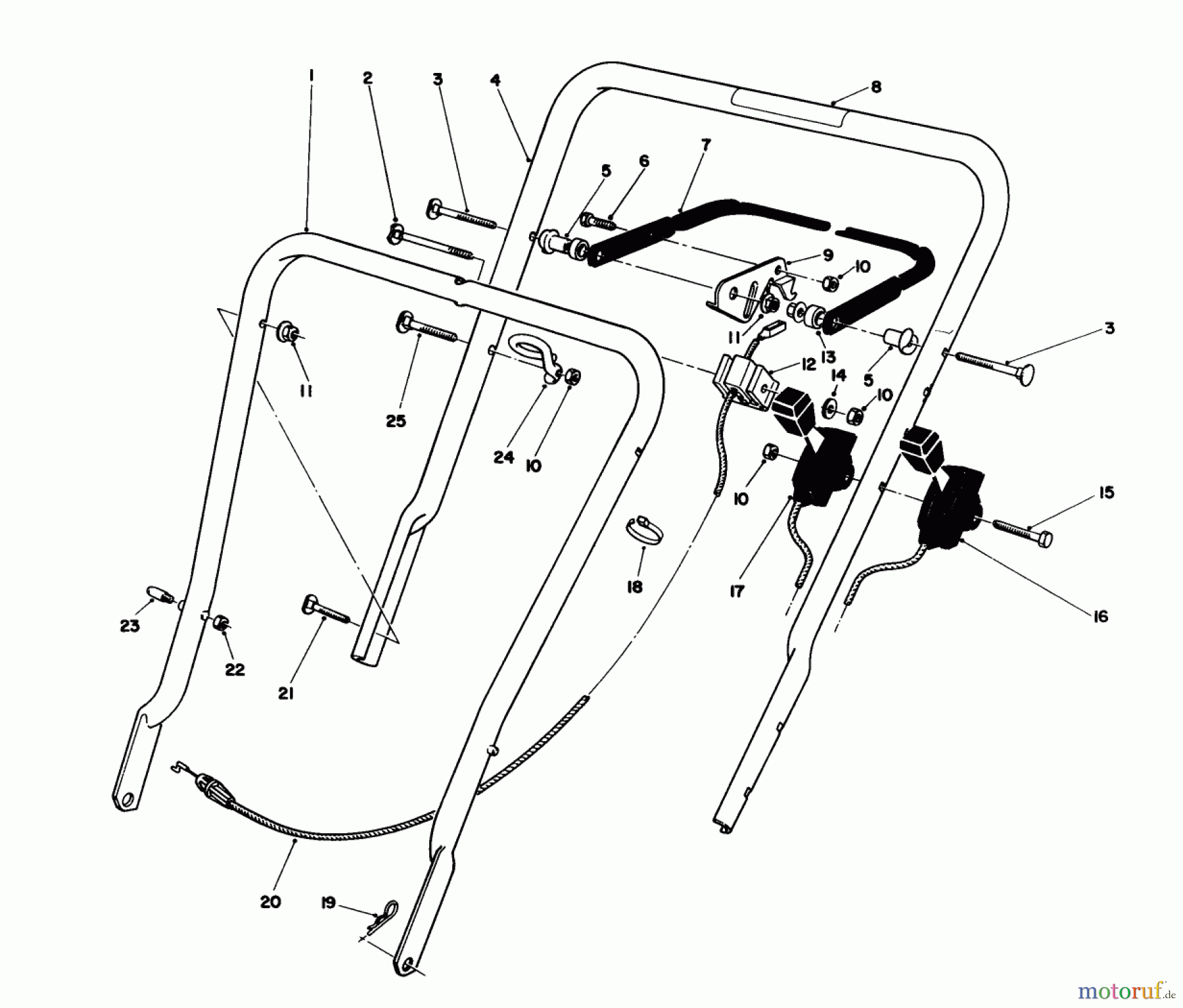  Toro Neu Mowers, Walk-Behind Seite 1 16401 - Toro Side Discharge Mower, 1992 (2000001-2999999) HANDLE ASSEMBLY