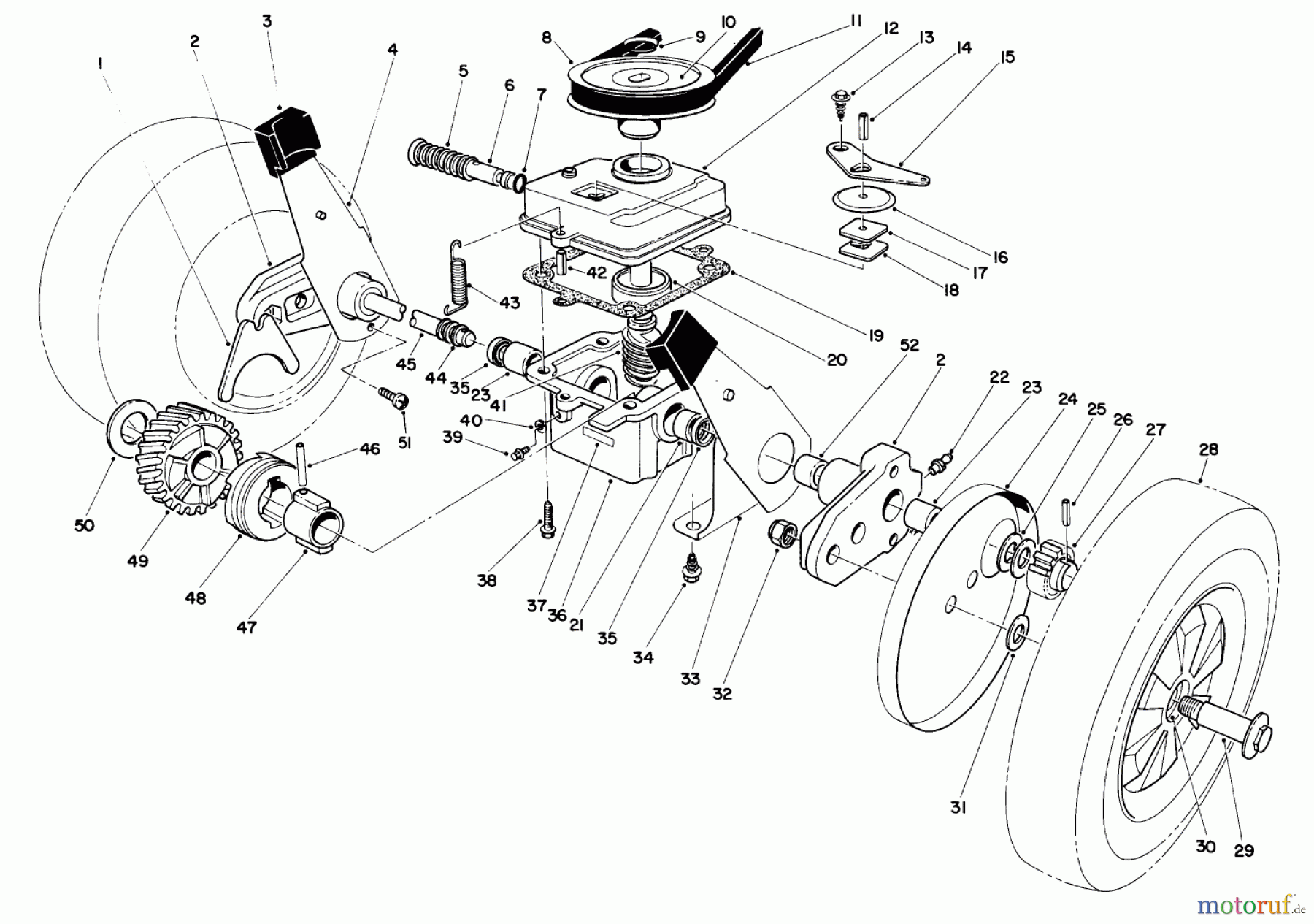  Toro Neu Mowers, Walk-Behind Seite 1 16401 - Toro Side Discharge Mower, 1994 (4900001-4999999) GEAR CASE ASSEMBLY