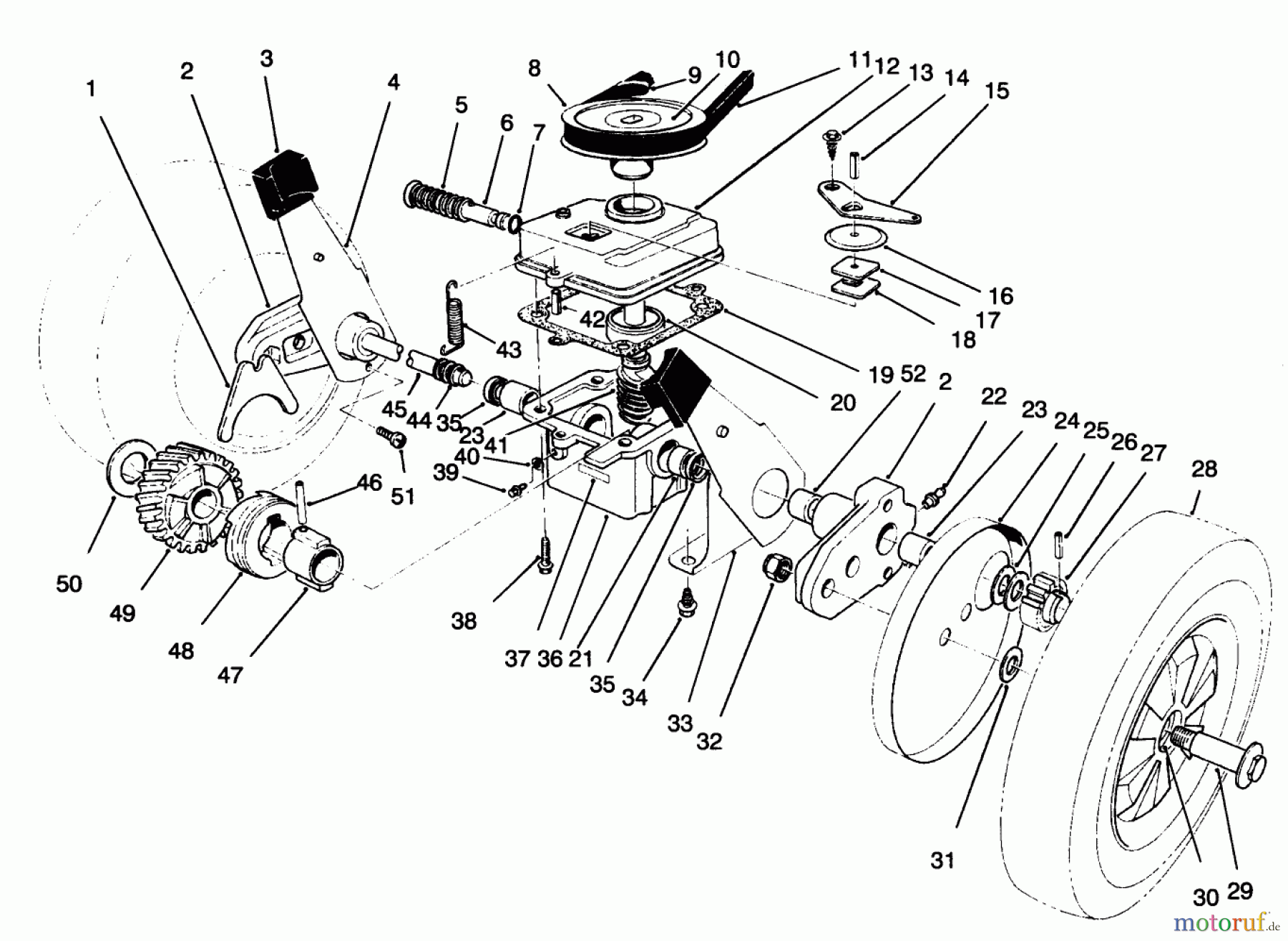  Toro Neu Mowers, Walk-Behind Seite 1 16401 - Toro Side Discharge Mower, 1995 (59000001-59999999) GEAR CASE ASSEMBLY