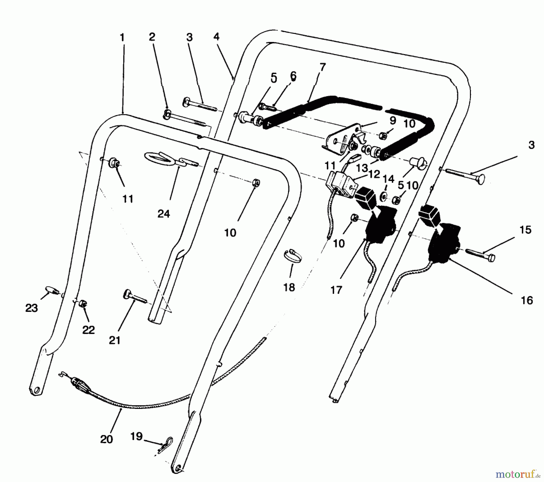  Toro Neu Mowers, Walk-Behind Seite 1 16401 - Toro Side Discharge Mower, 1995 (59000001-59999999) HANDLE ASSEMBLY