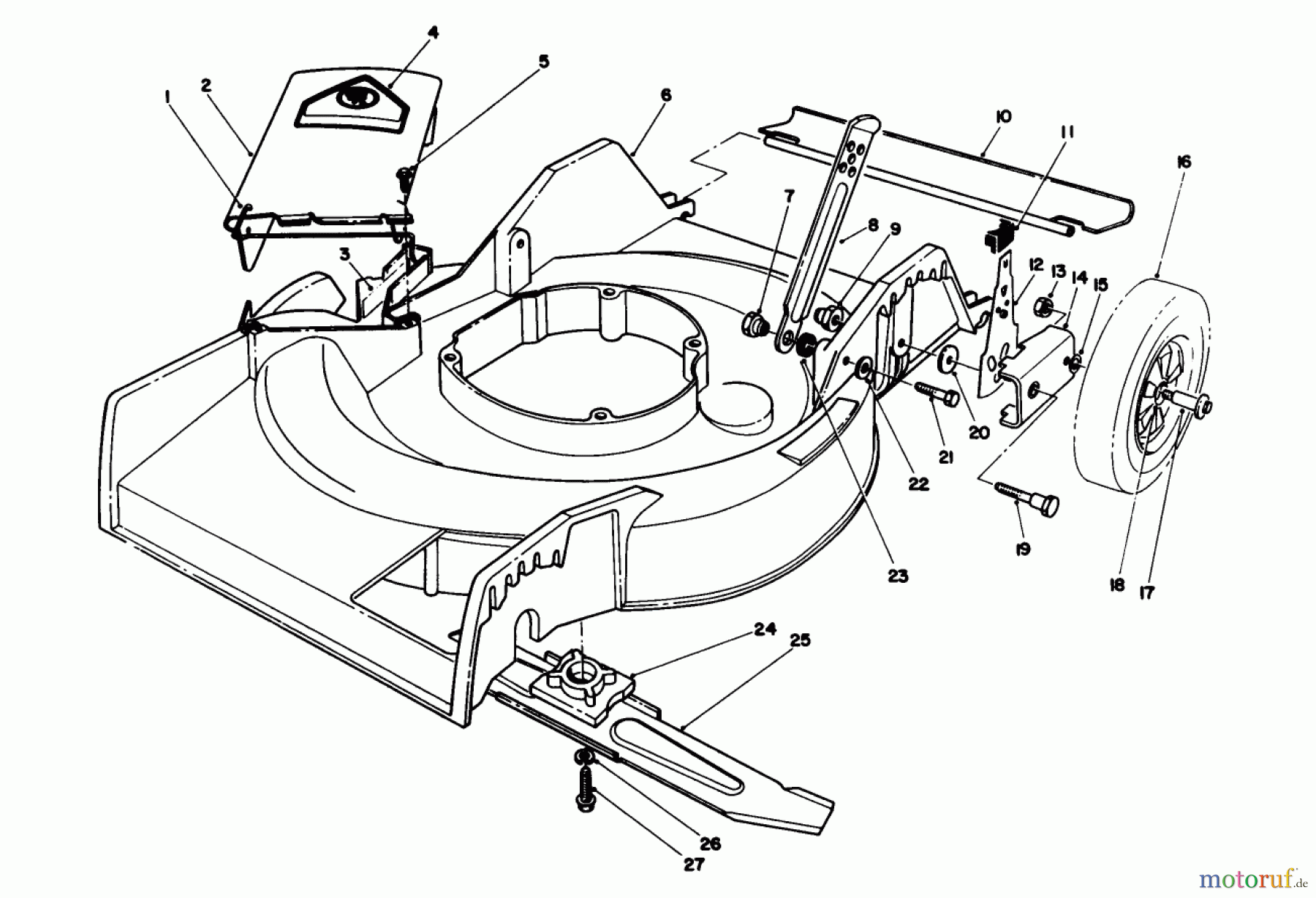  Toro Neu Mowers, Walk-Behind Seite 1 16404 - Toro Lawnmower, 1992 (2000001-2999999) HOUSING ASSEMBLY