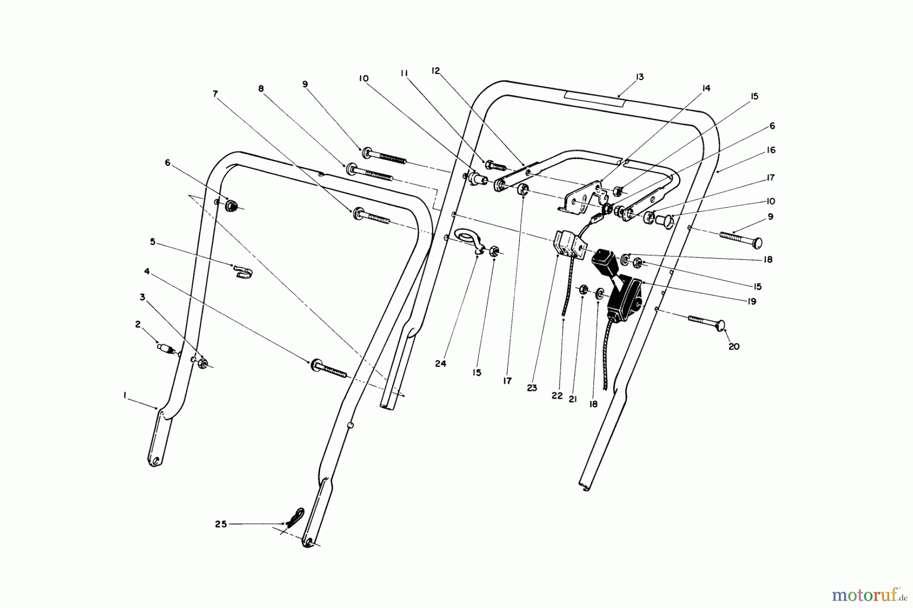  Toro Neu Mowers, Walk-Behind Seite 1 16551 - Toro Lawnmower, 1989 (9000001-9999999) HANDLE ASSEMBLY