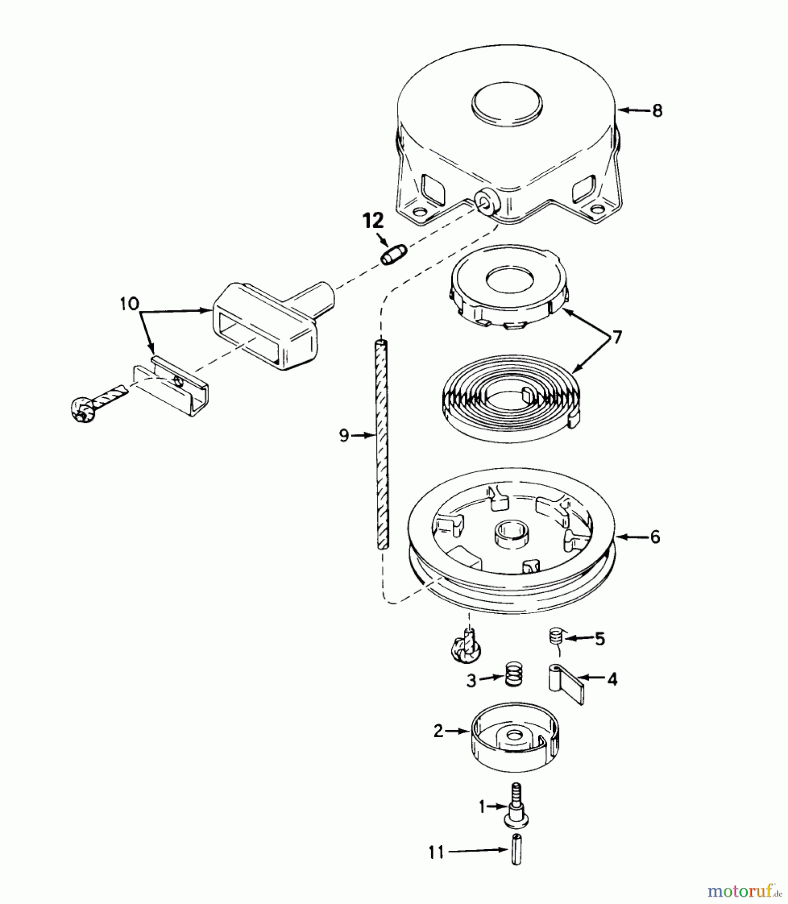  Toro Neu Mowers, Walk-Behind Seite 1 16575 - Toro Lawnmower, 1985 (5000001-5999999) REWIND STARTER NO. 590420A