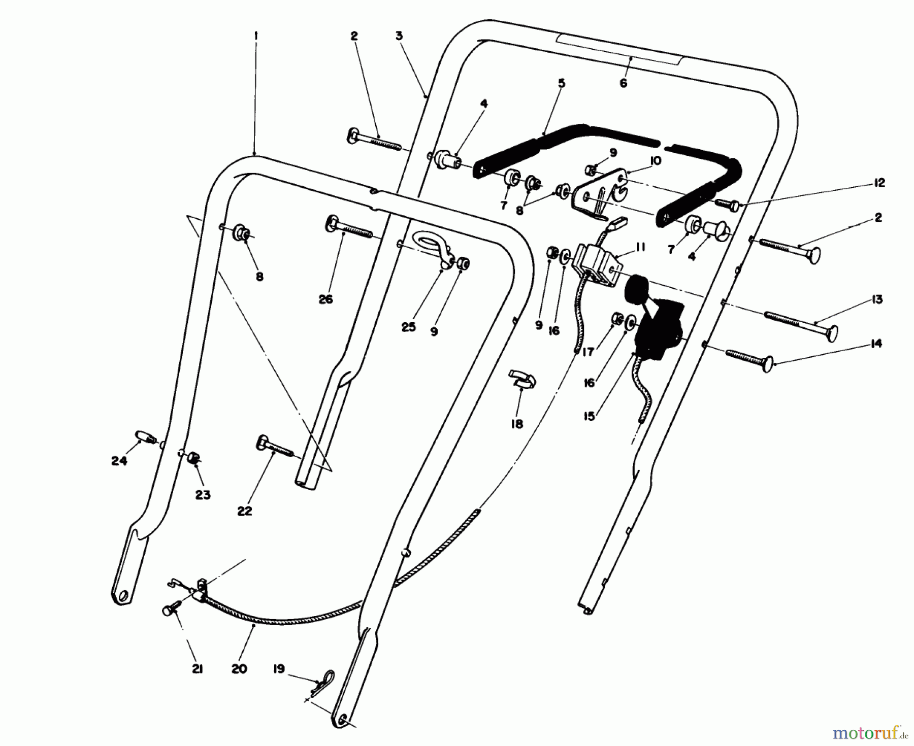  Toro Neu Mowers, Walk-Behind Seite 1 16575 - Toro Lawnmower, 1987 (7000001-7999999) HANDLE ASSEMBLY