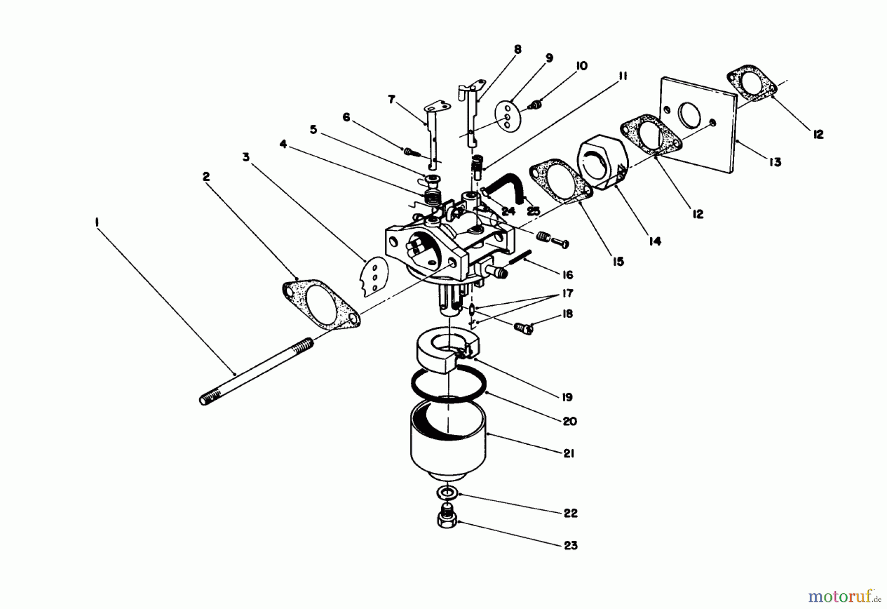  Toro Neu Mowers, Walk-Behind Seite 1 16585 - Toro Lawnmower, 1988 (8004252-8999999) CARBURETOR ASSEMBLY (MODEL NO. 47PH7)