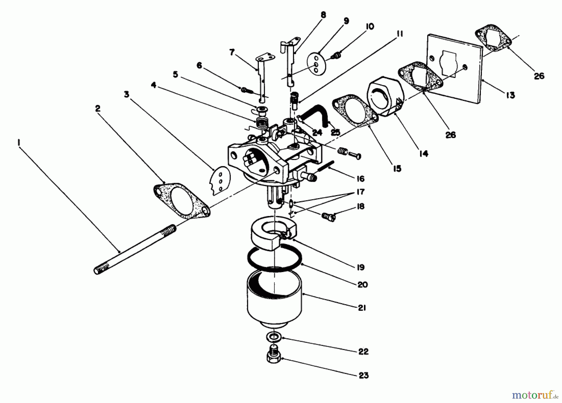  Toro Neu Mowers, Walk-Behind Seite 1 16585 - Toro Lawnmower, 1991 (1000001-1999999) CARBURETOR ASSEMBLY (MODEL NO. 47PL0-1)