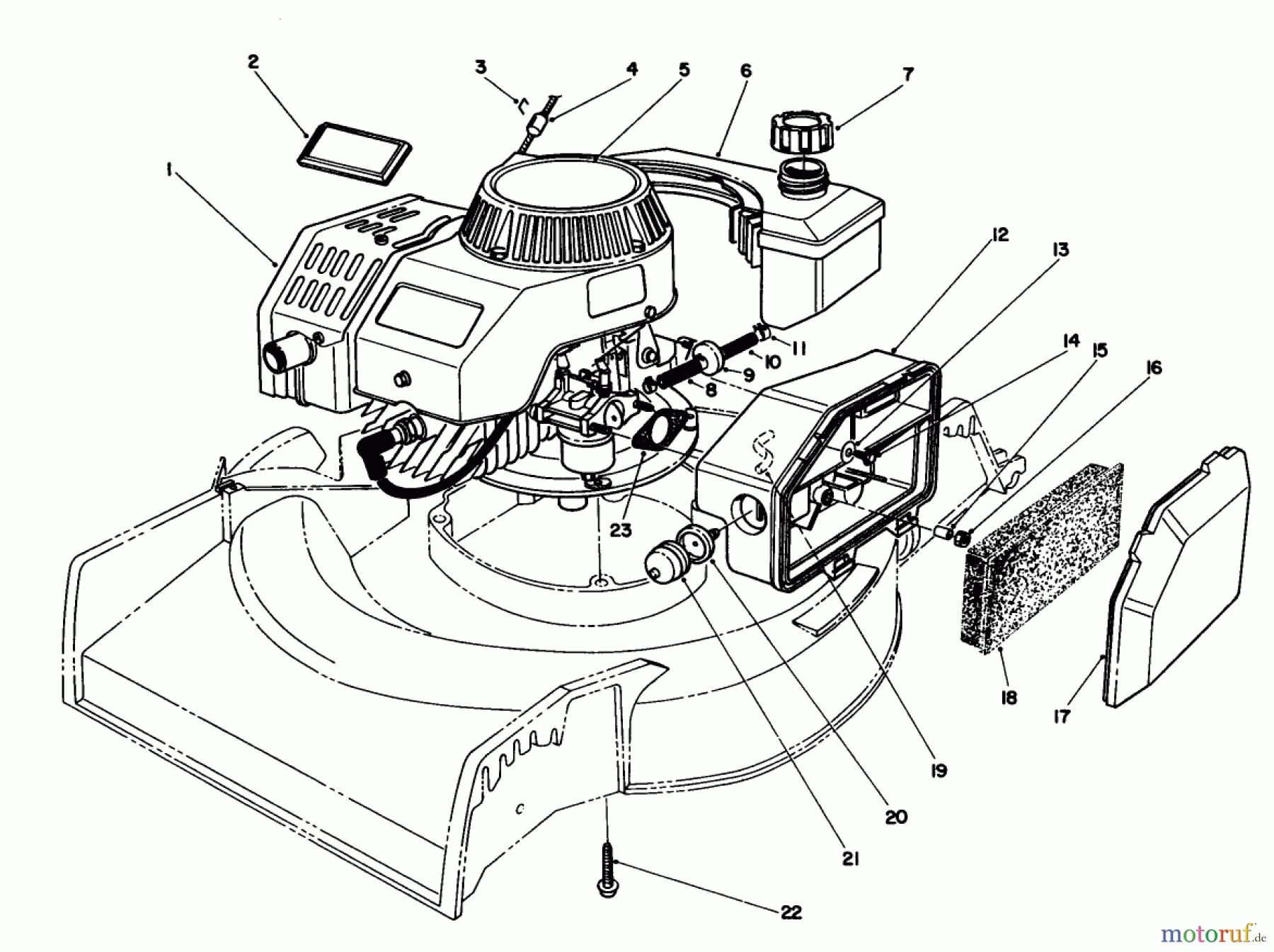  Toro Neu Mowers, Walk-Behind Seite 1 16585 - Toro Lawnmower, 1991 (1000001-1999999) ENGINE ASSEMBLY