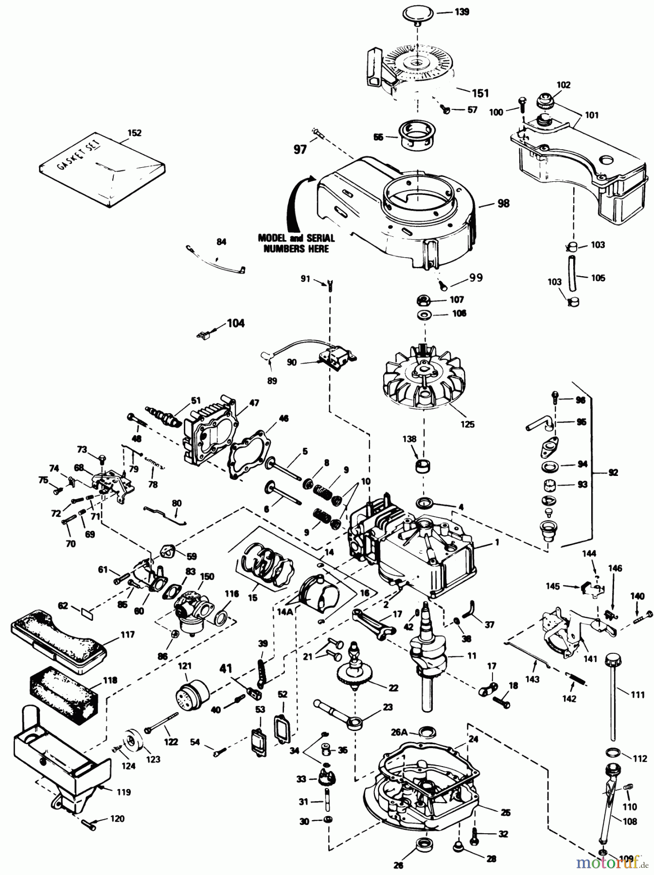  Toro Neu Mowers, Walk-Behind Seite 1 16775 - Toro Lawnmower, 1988 (8000001-8022965) ENGINE TECUMSEH MODEL NO. TVS100-44012B