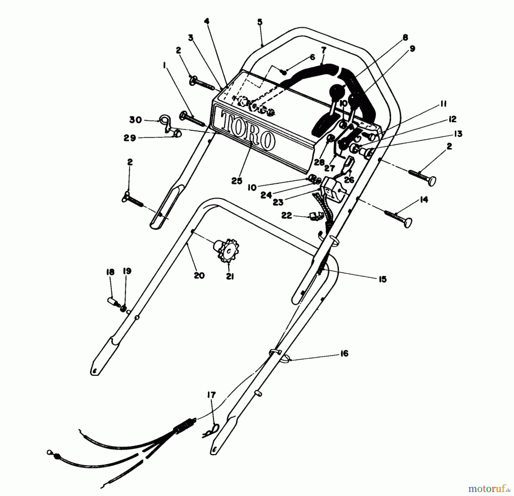  Toro Neu Mowers, Walk-Behind Seite 1 16780 - Toro Lawnmower, 1984 (4000001-4999999) HANDLE ASSEMBLY