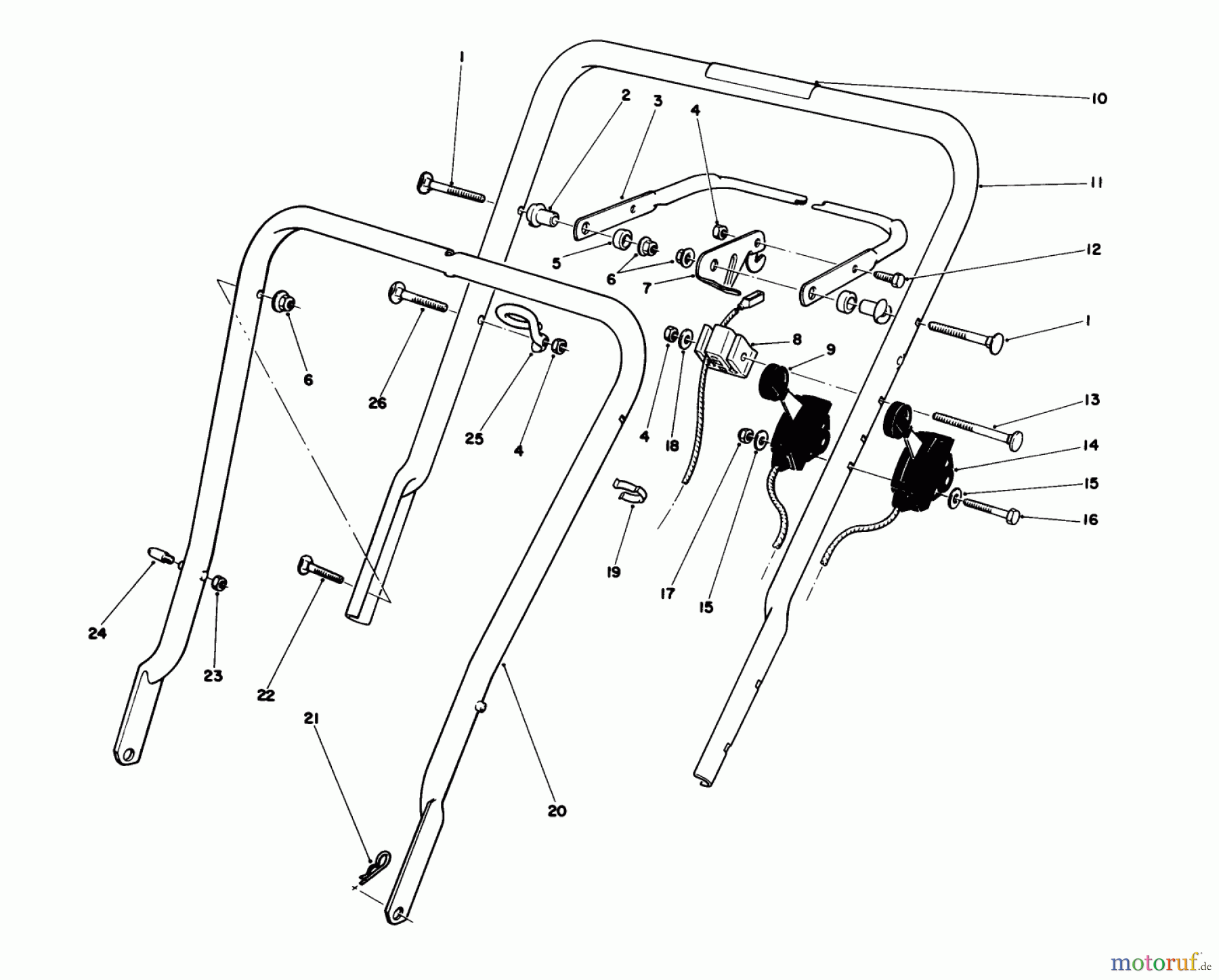  Toro Neu Mowers, Walk-Behind Seite 1 16785 - Toro Lawnmower, 1986 (6000001-6999999) HANDLE ASSEMBLY