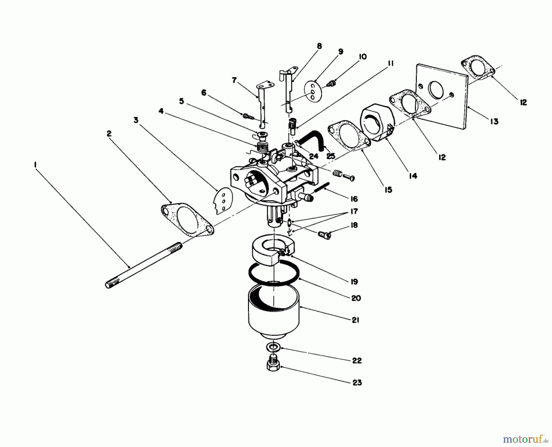  Toro Neu Mowers, Walk-Behind Seite 1 16785 - Toro Lawnmower, 1988 (8000001-8007011) CARBURETOR ASSEMBLY (MODEL NO. 47PH7)