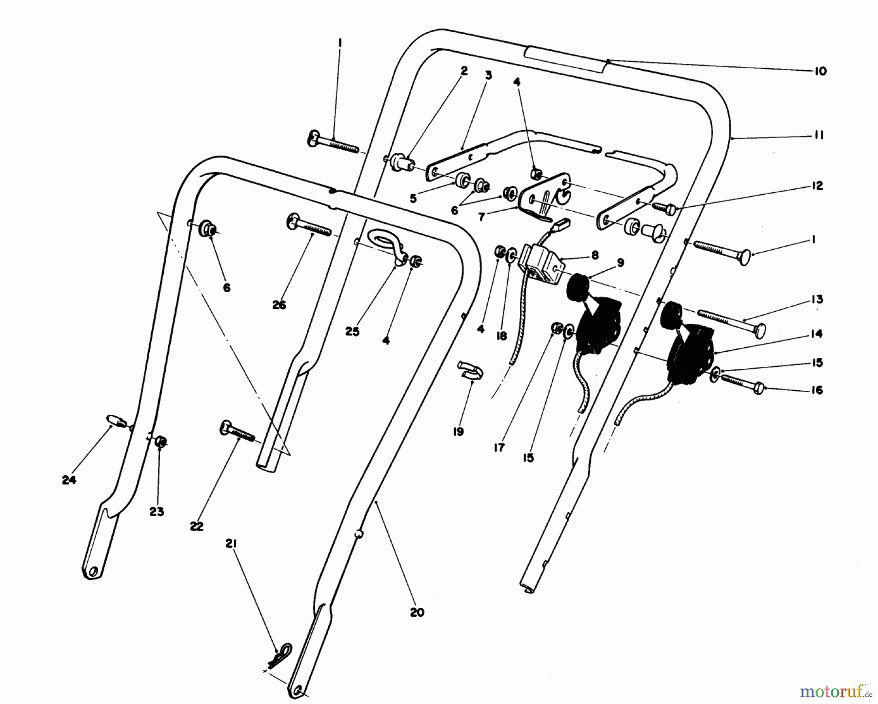  Toro Neu Mowers, Walk-Behind Seite 1 16785 - Toro Lawnmower, 1988 (8000001-8007011) HANDLE ASSEMBLY