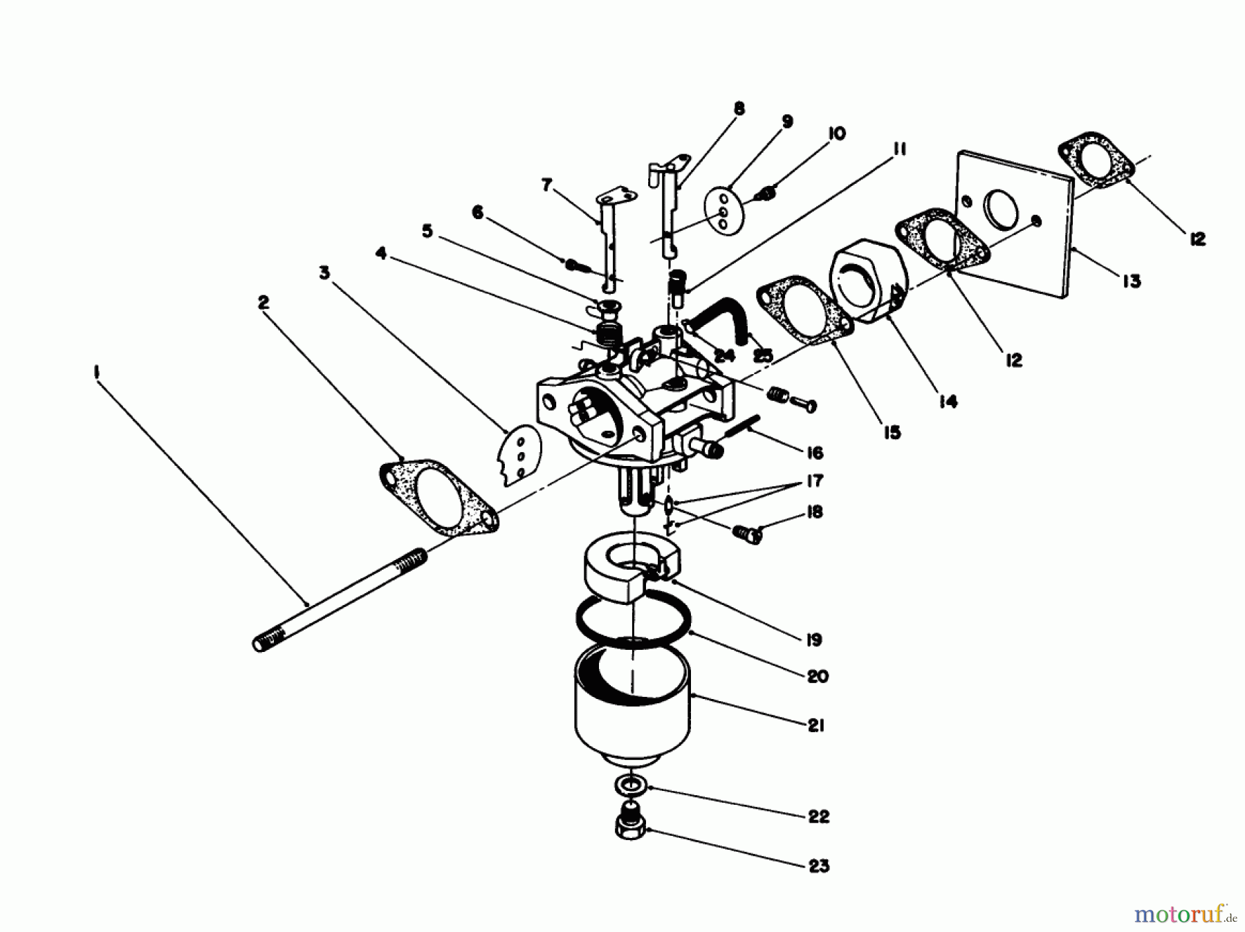  Toro Neu Mowers, Walk-Behind Seite 1 16785 - Toro Lawnmower, 1988 (8007012-8999999) CARBURETOR ASSEMBLY (MODEL NO. 47PH7)