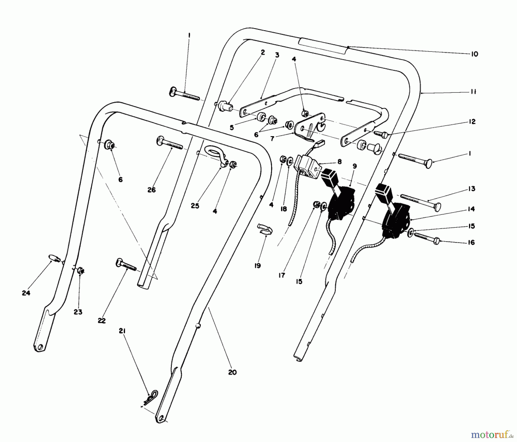  Toro Neu Mowers, Walk-Behind Seite 1 16785 - Toro Lawnmower, 1989 (9000001-9999999) HANDLE ASSEMBLY