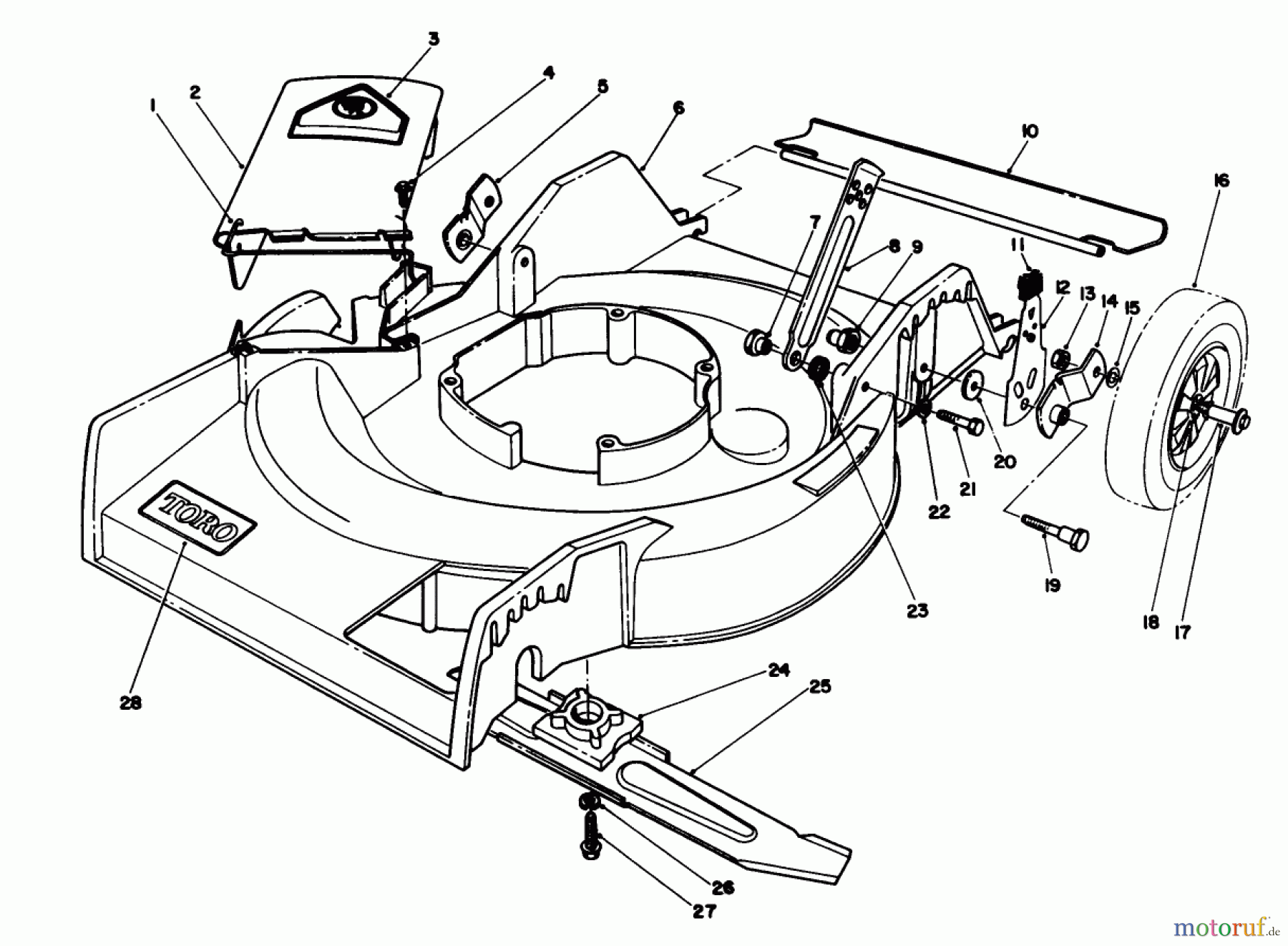  Toro Neu Mowers, Walk-Behind Seite 1 16785 - Toro Lawnmower, 1991 (1000001-1999999) HOUSING ASSEMBLY