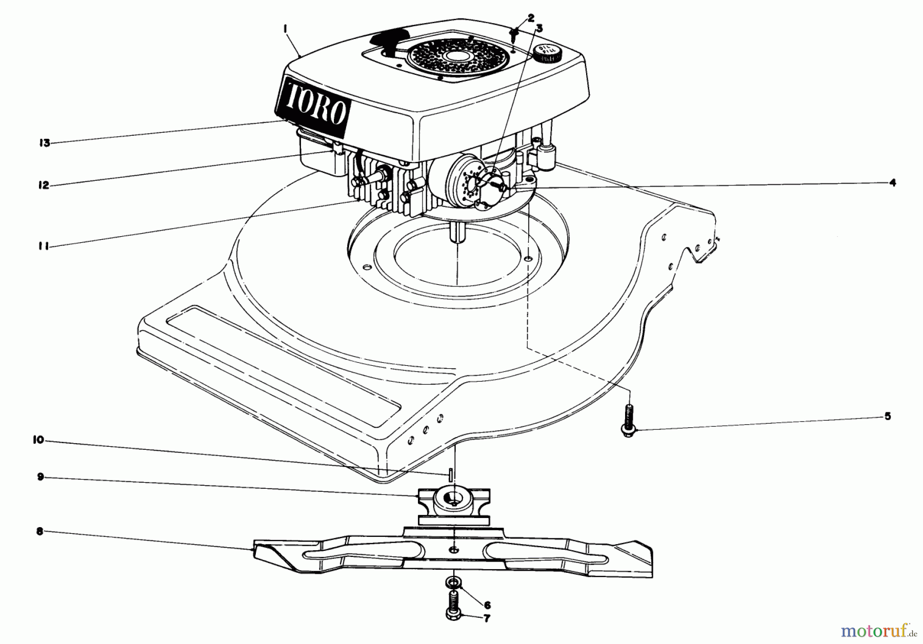  Toro Neu Mowers, Walk-Behind Seite 1 16880 - Toro Lawnmower, 1981 (1000001-1999999) ENGINE ASSEMBLY (MODEL NO. 16880)